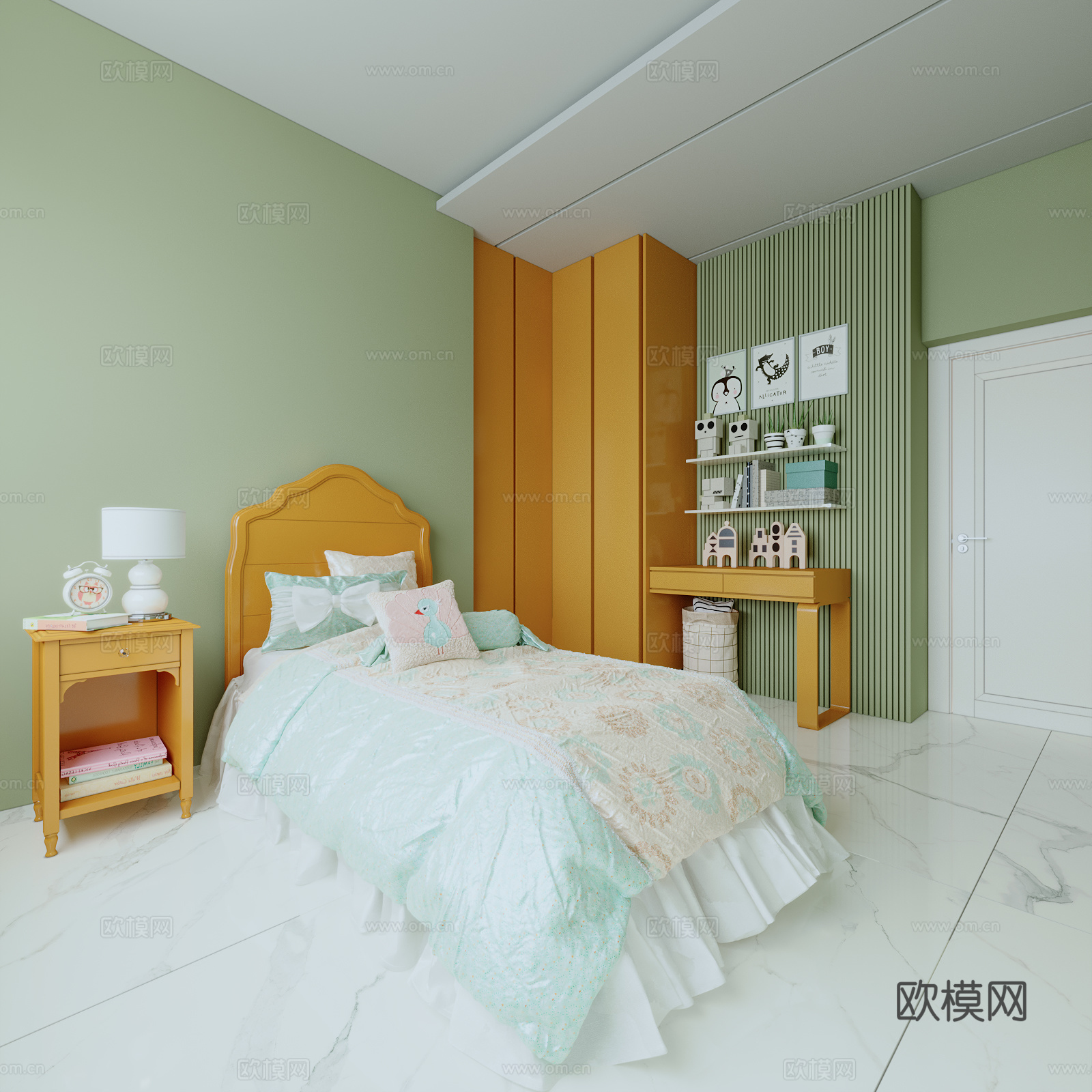 现代儿童房 儿童卧室 儿童床免费3d模型