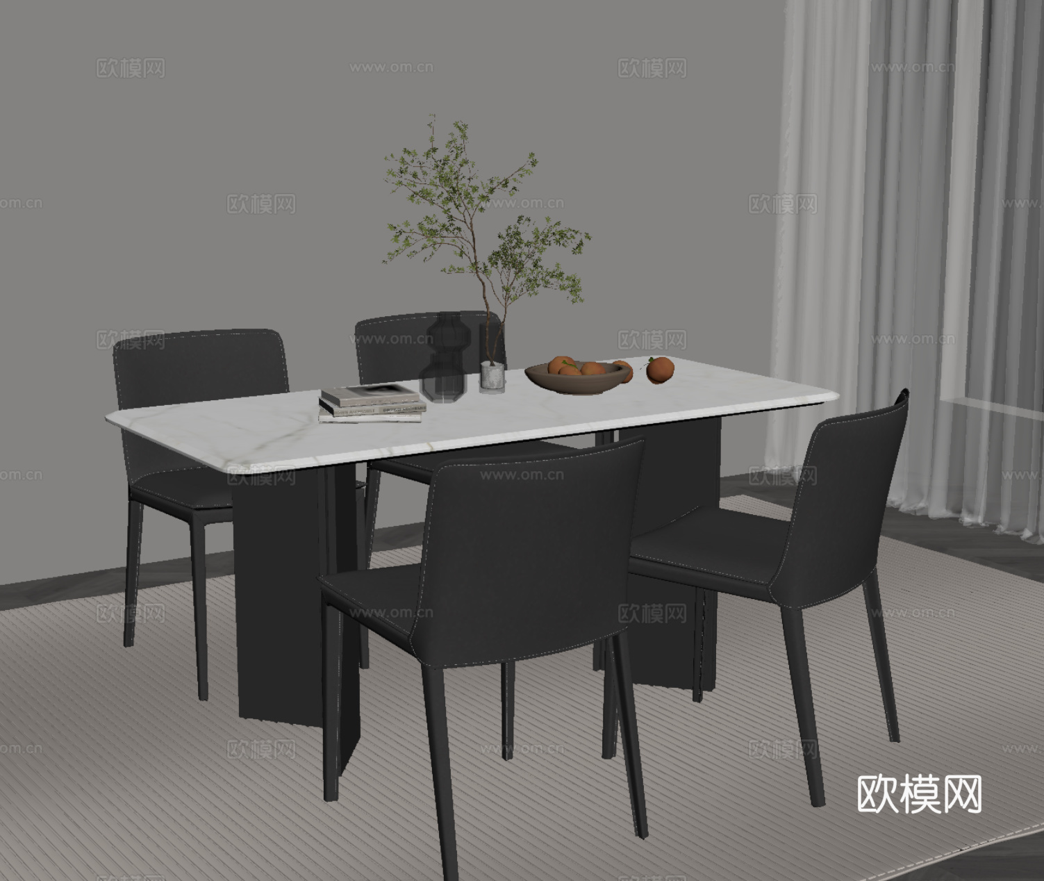 现代简约餐桌椅su模型