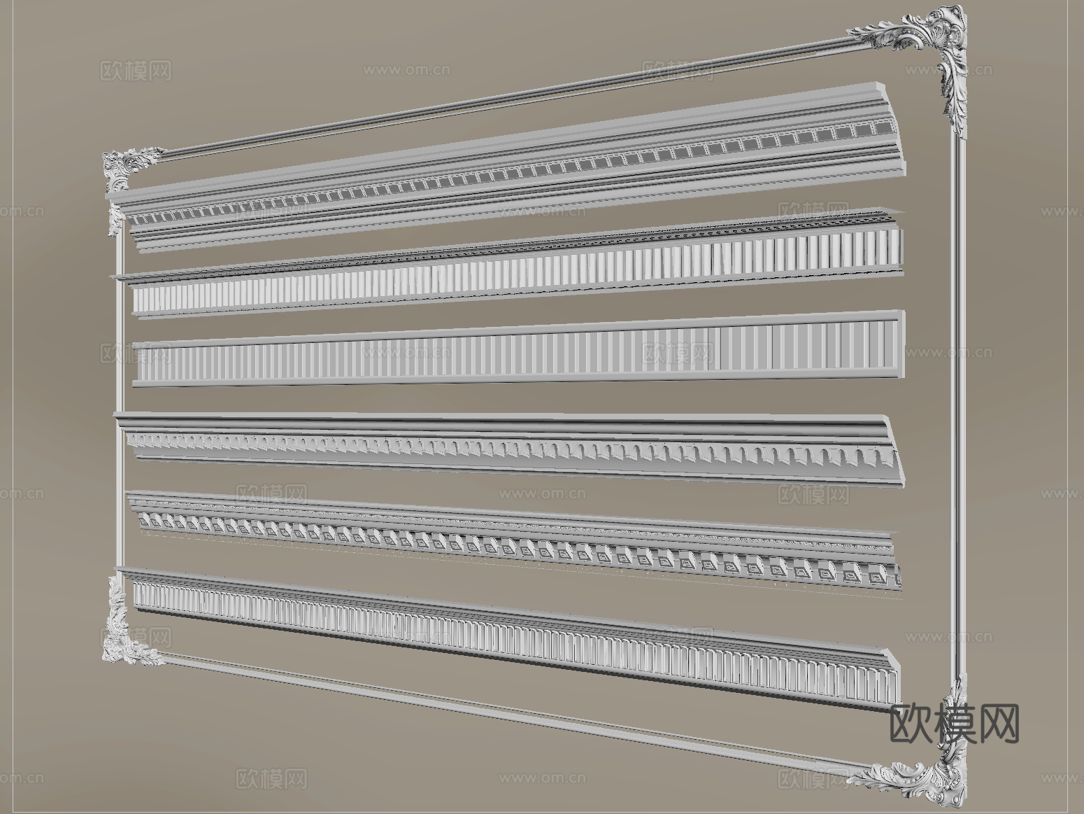 法式石膏线 石膏线条 雕花su模型
