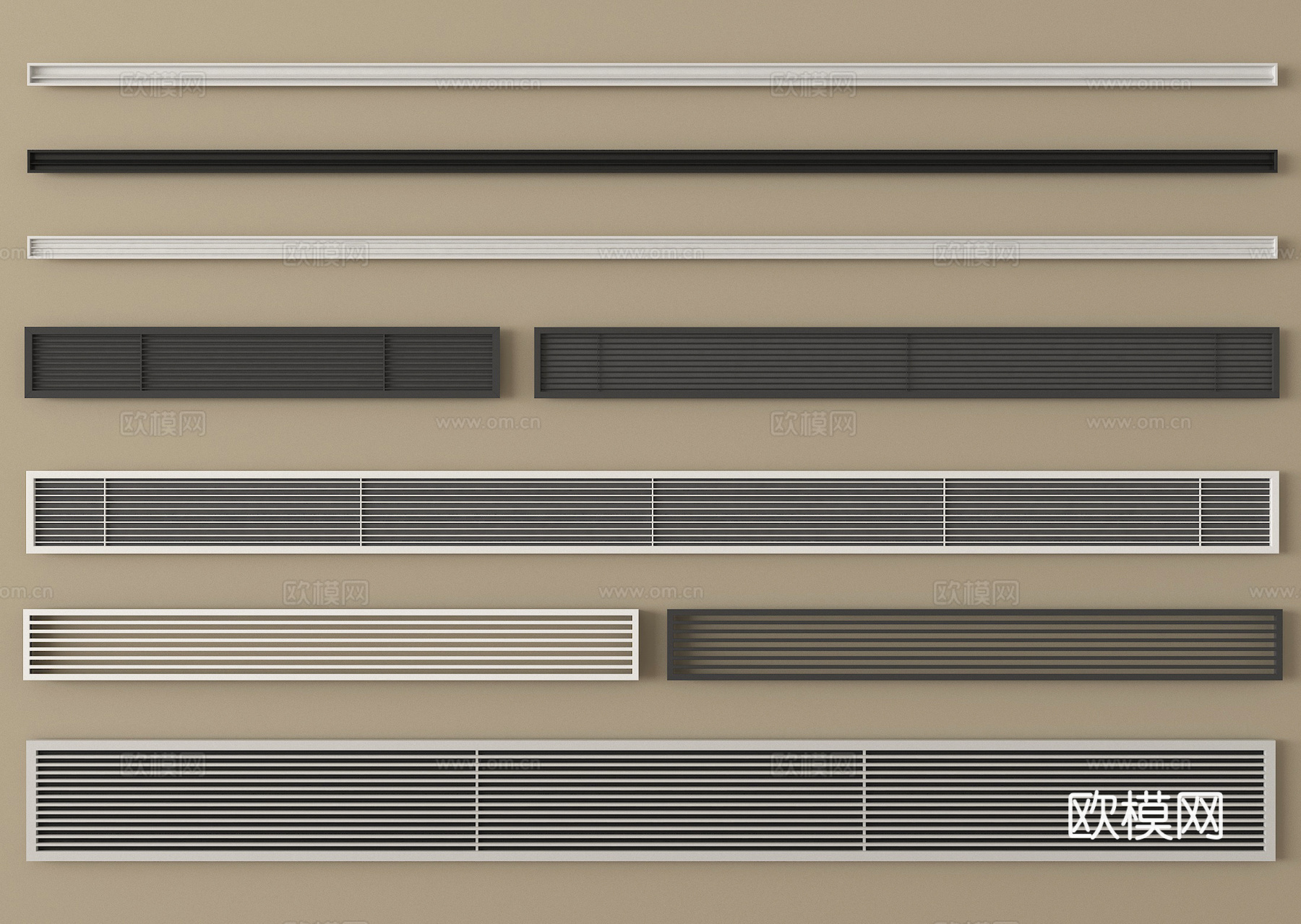 现代空调出风口 中央空调出风口 极窄出风口su模型