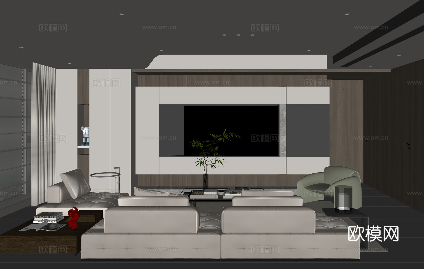 现代家居客厅su模型