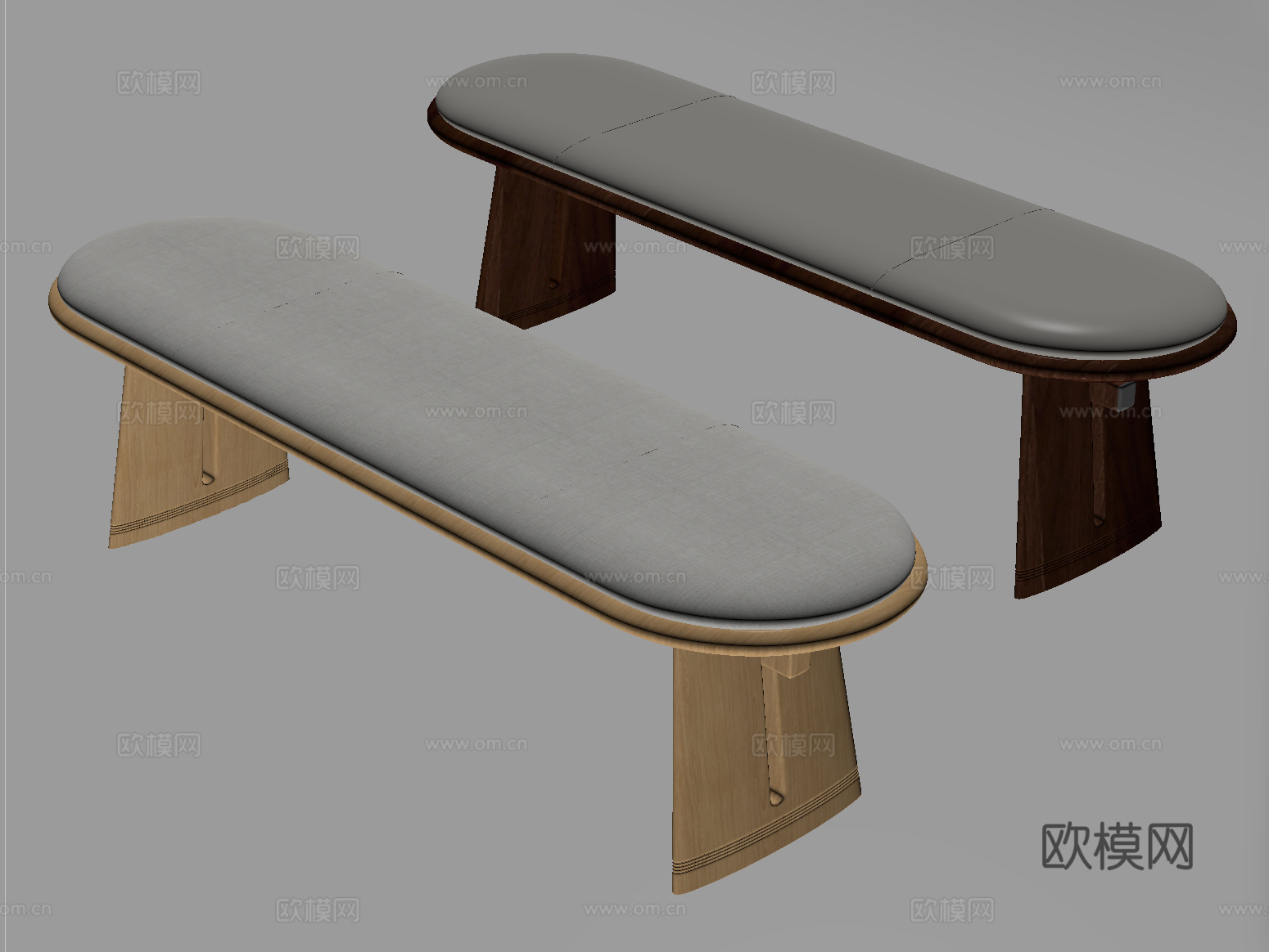 现代布艺长凳 布艺床尾凳 沙发长凳su模型