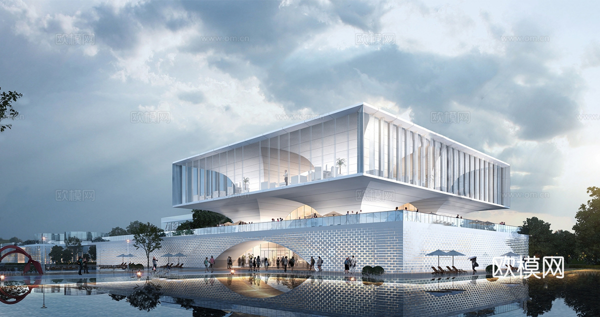 现代售楼处建筑 售楼部建筑su模型