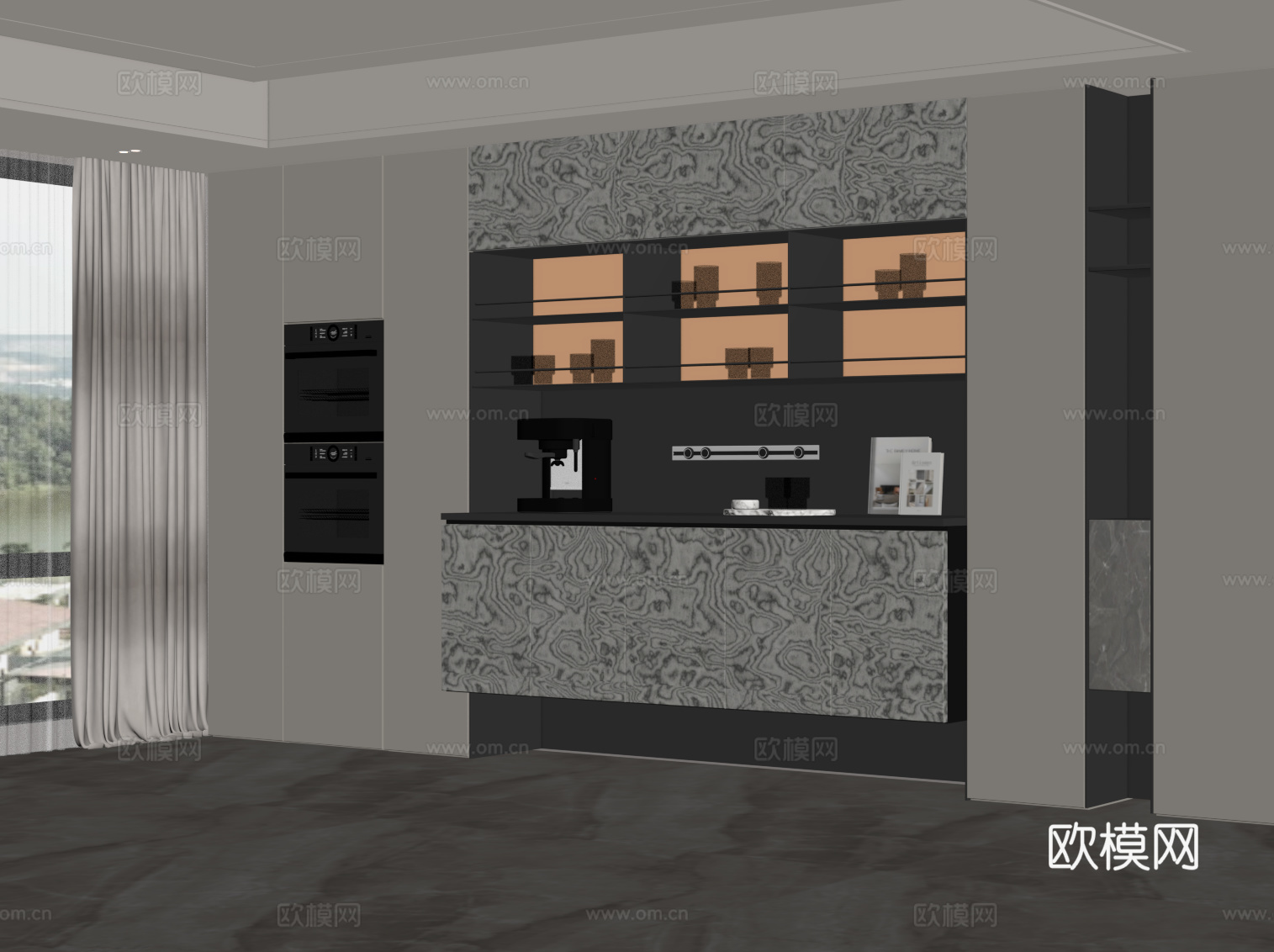 现代酒柜su模型