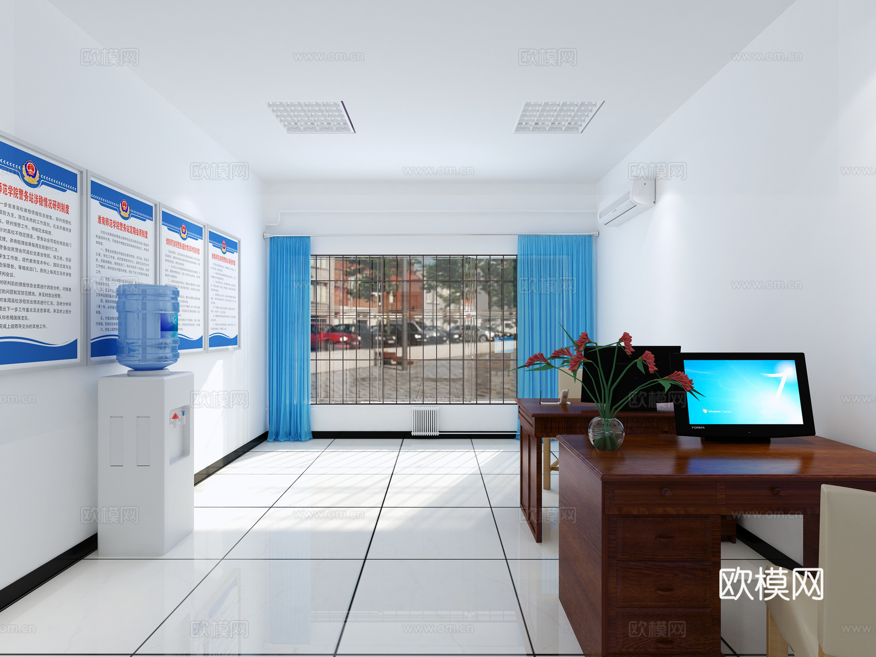 现代警察办公区3d模型