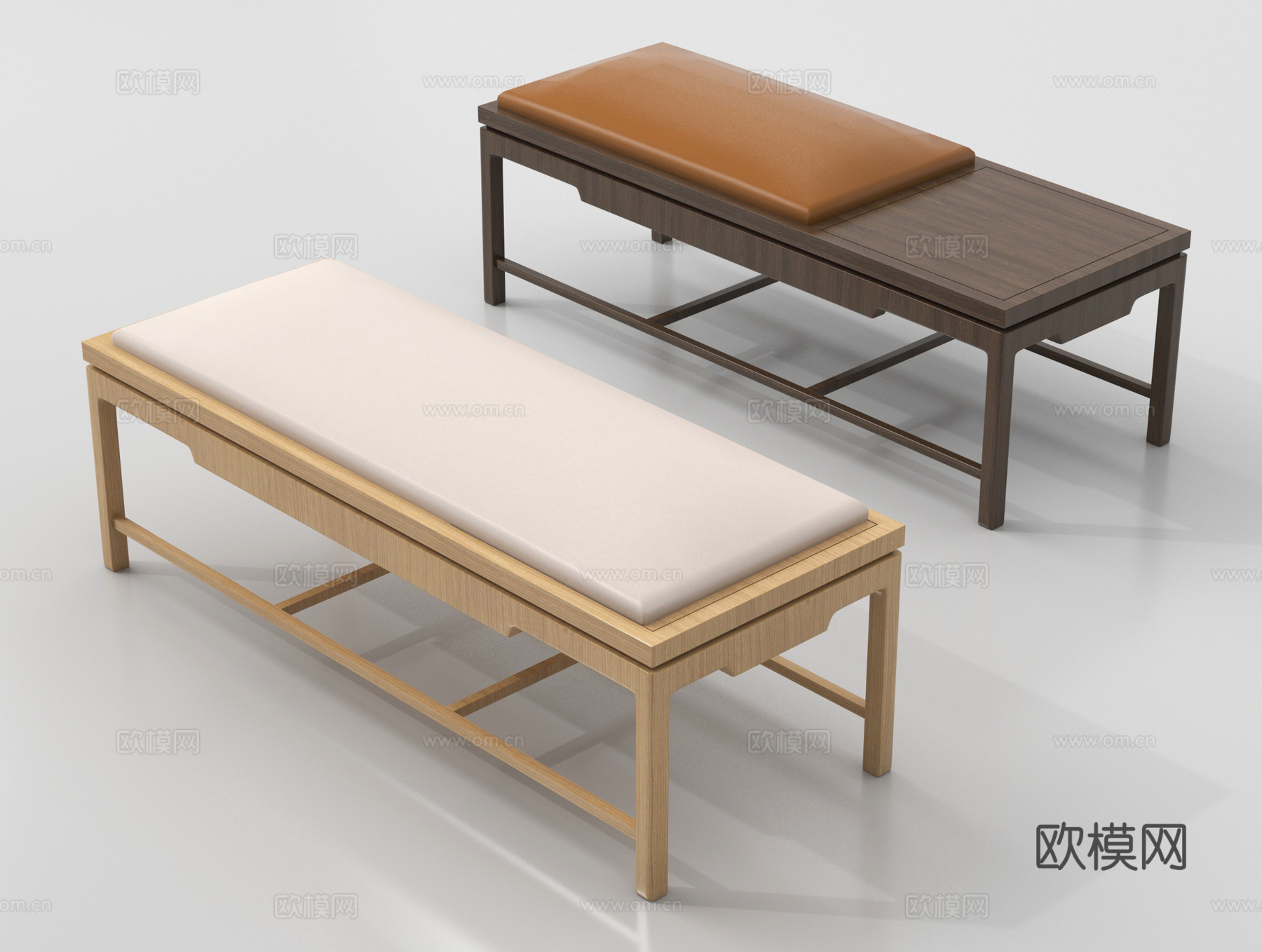 现代木长凳 床尾凳 沙发长凳3d模型下载