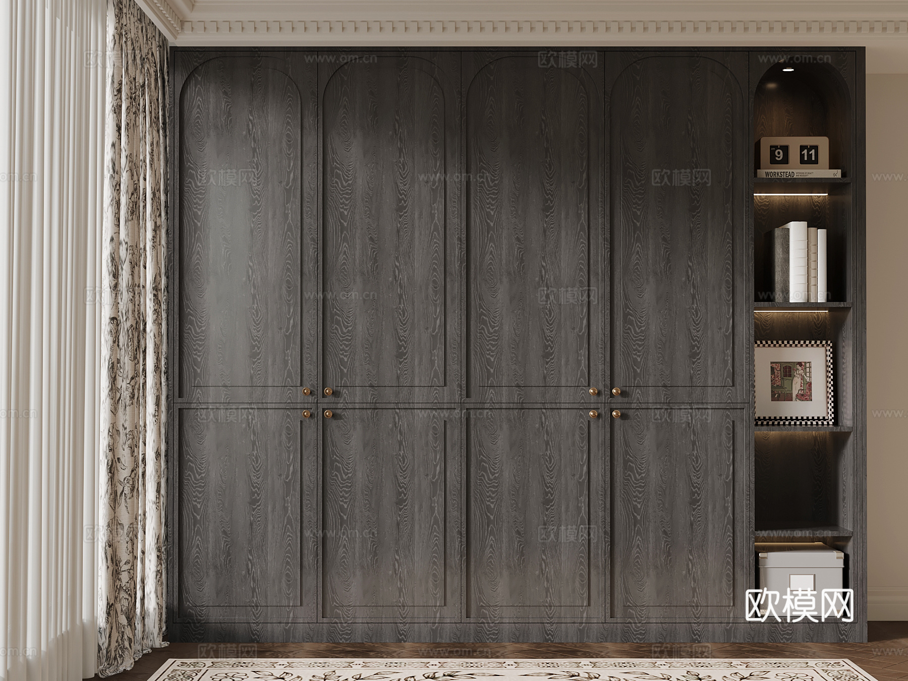 法式衣柜 成品到顶衣柜su模型