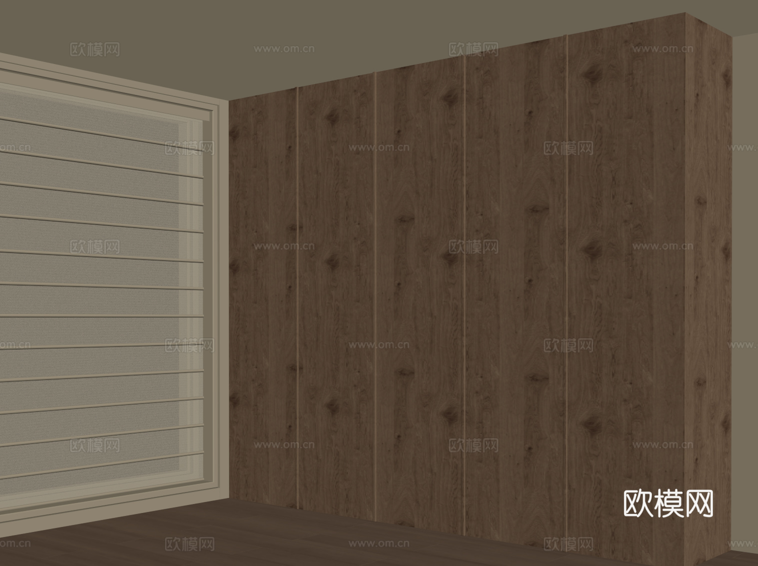 现代中古风衣柜 成品衣柜su模型