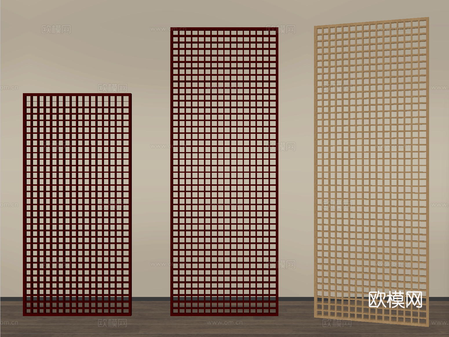新中式屏风隔断su模型