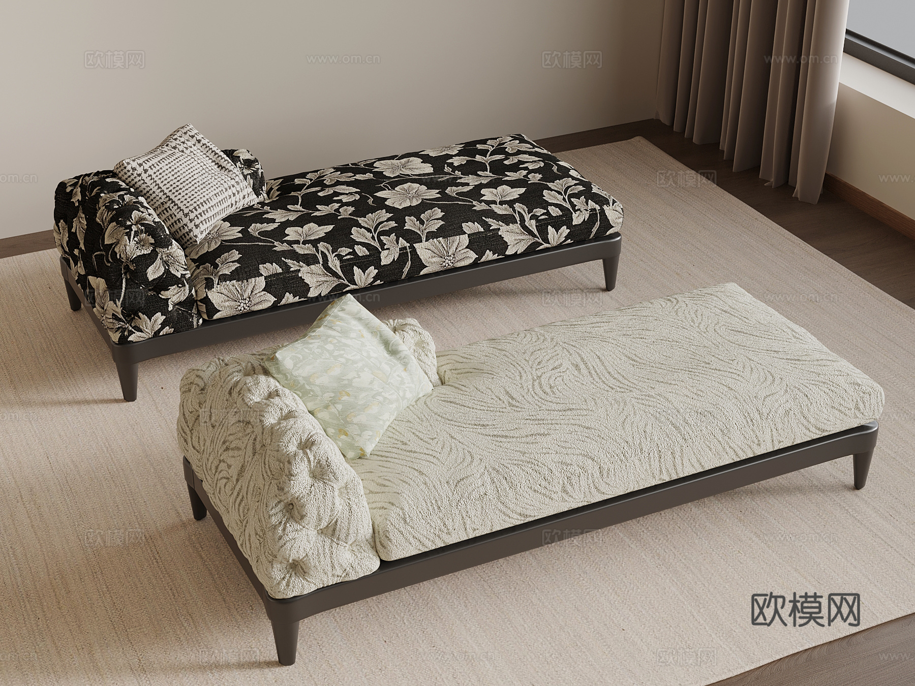 法式复古风贵妃椅 沙发椅su模型