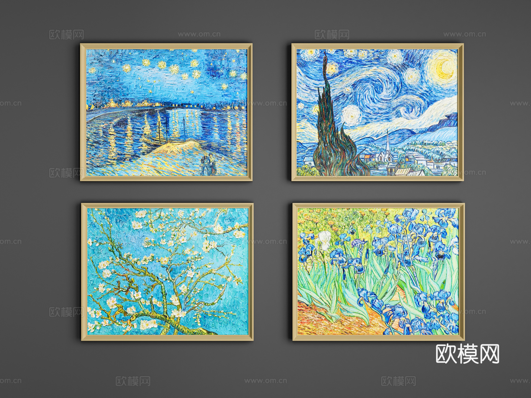 现代挂画_现代梵高名画油画3d模型下载