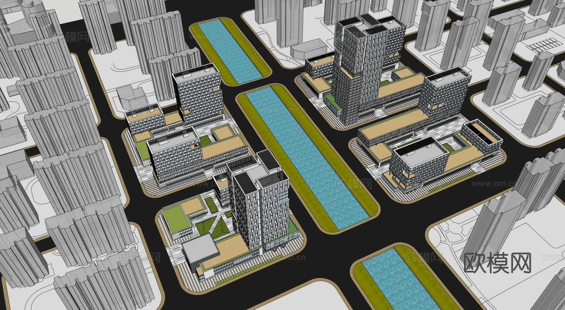 智能制造产业园 办公楼建筑su模型
