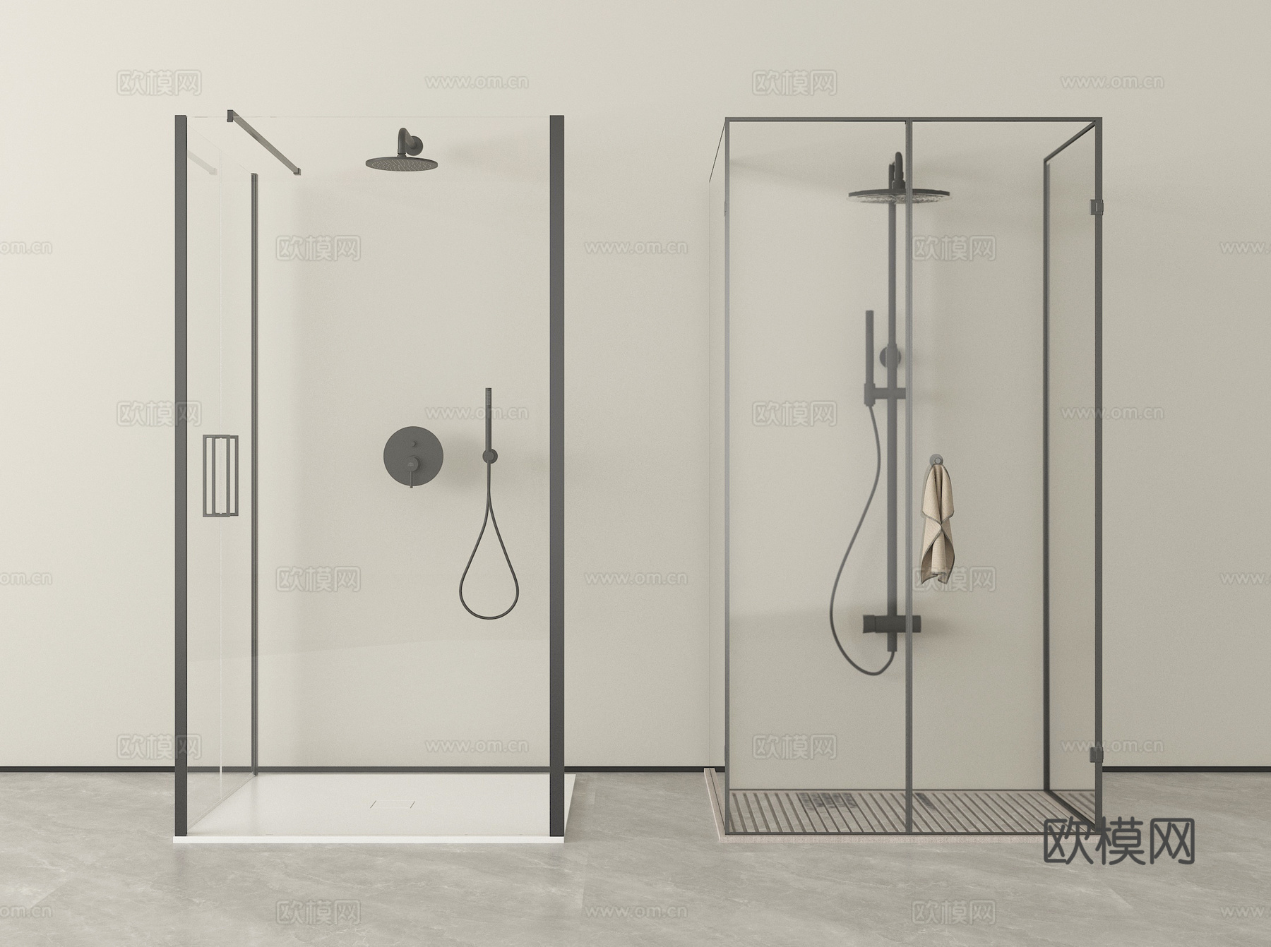 现代淋浴房 淋浴间 花洒su模型