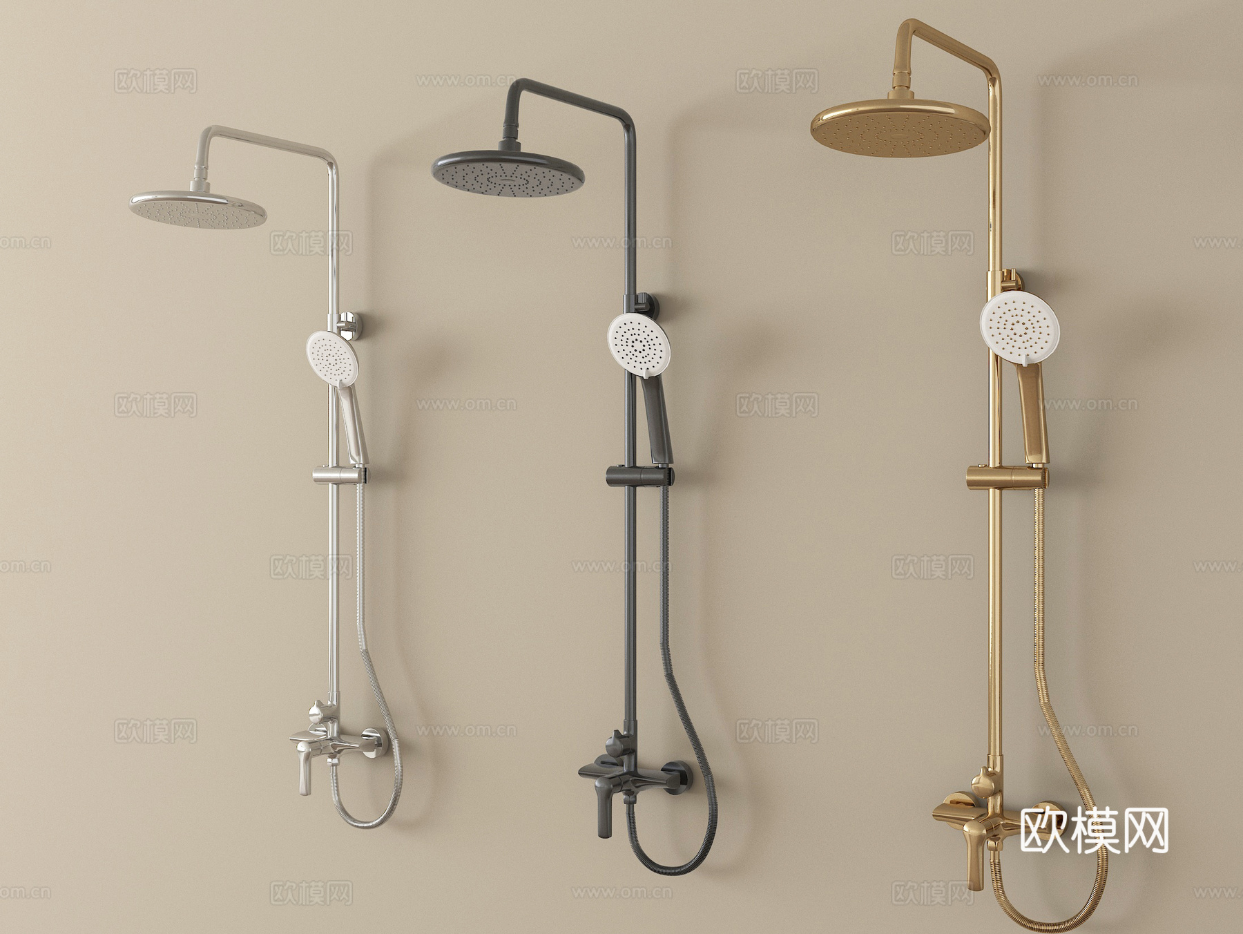 现代花洒 淋浴花洒su模型