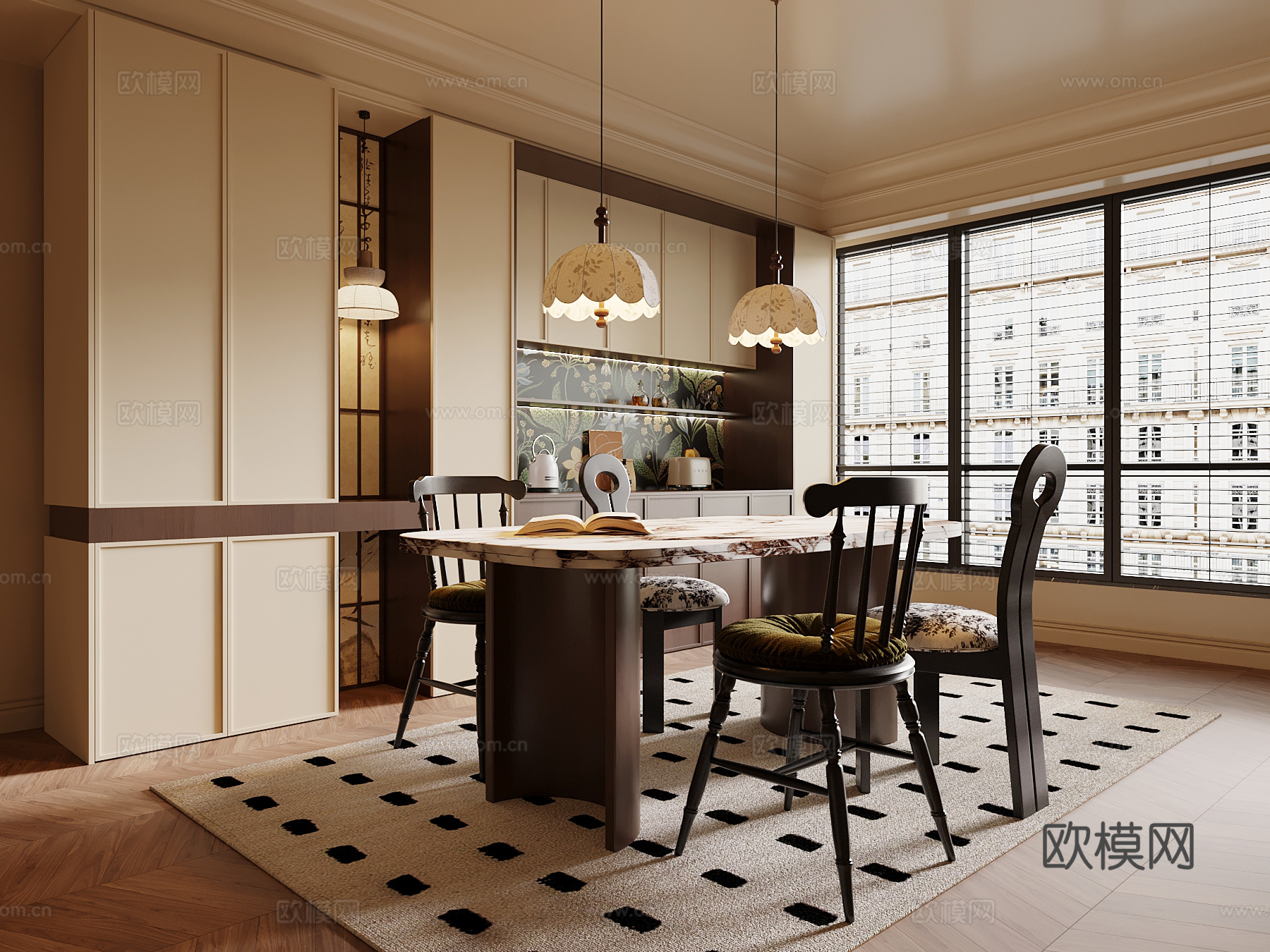 法式餐厅su模型