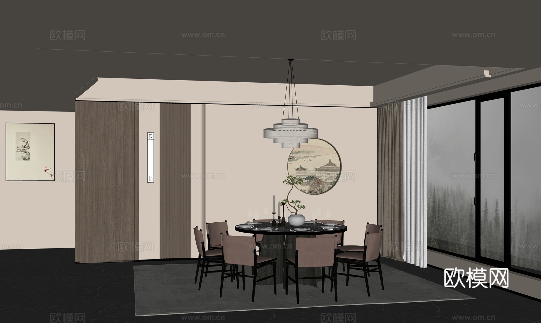 现代网红餐厅su模型