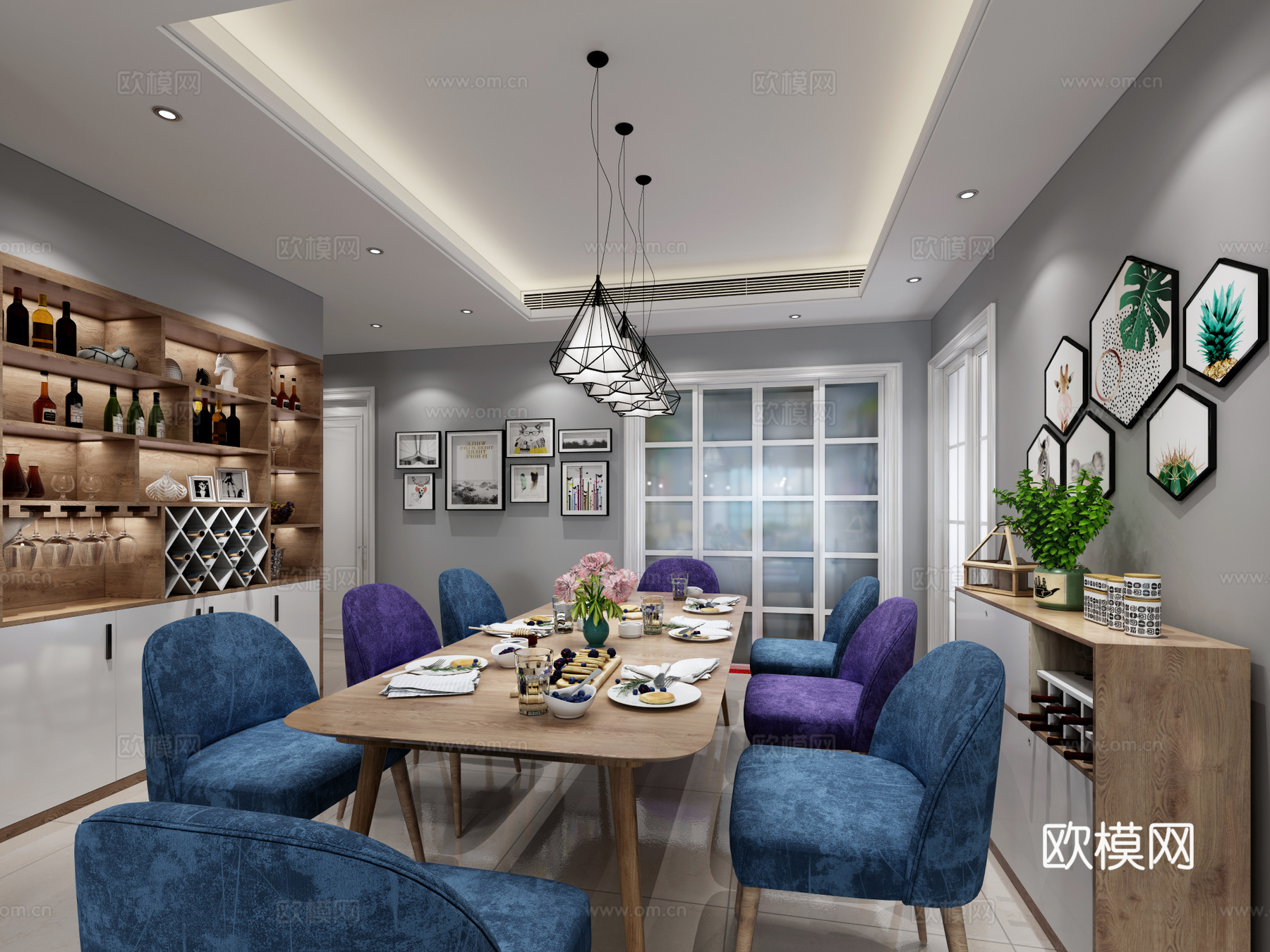 北欧客厅现代客厅3d模型下载（渲染图3）