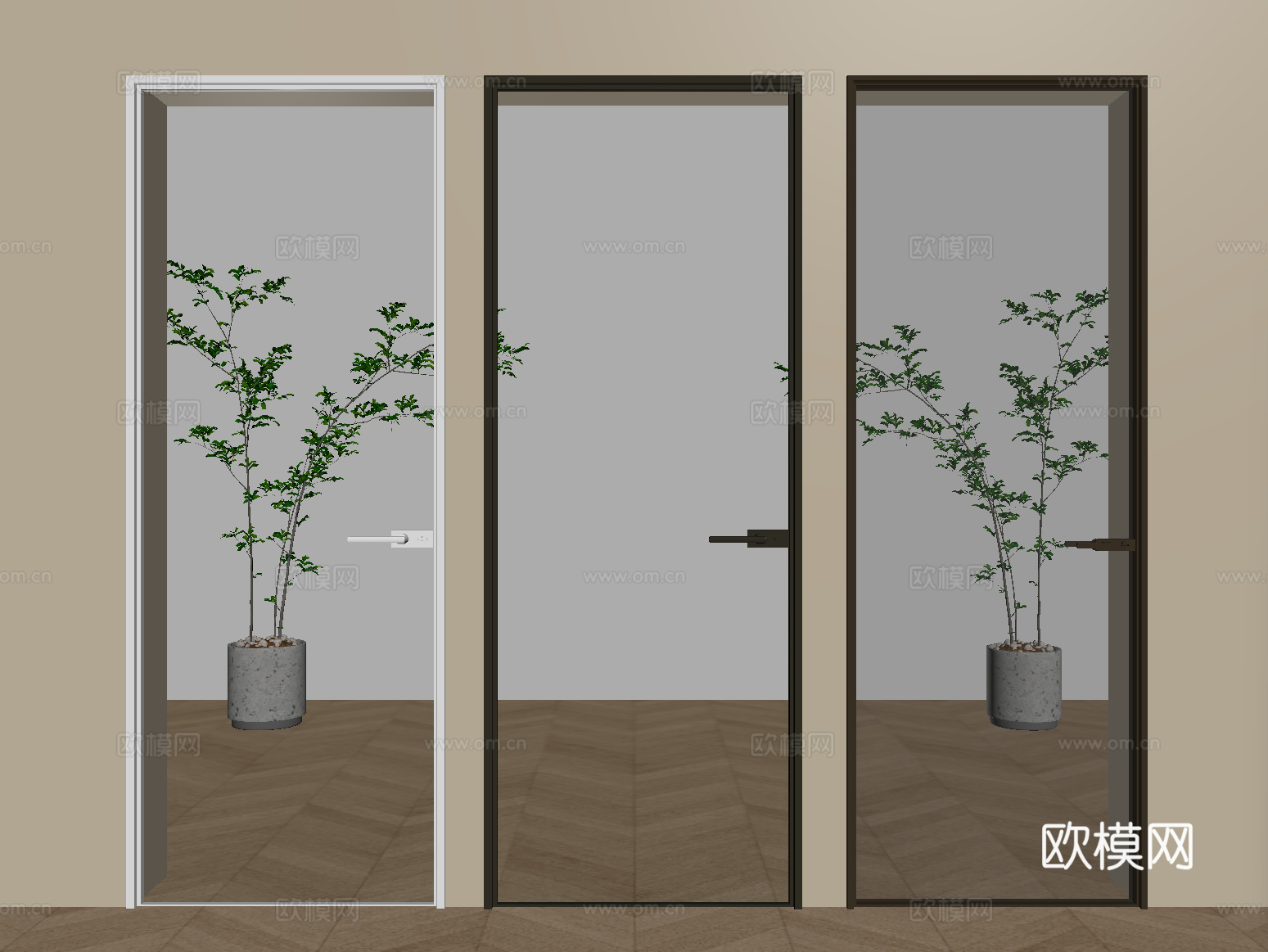 现代玻璃门 单开门 厨卫门 长虹玻璃门su模型