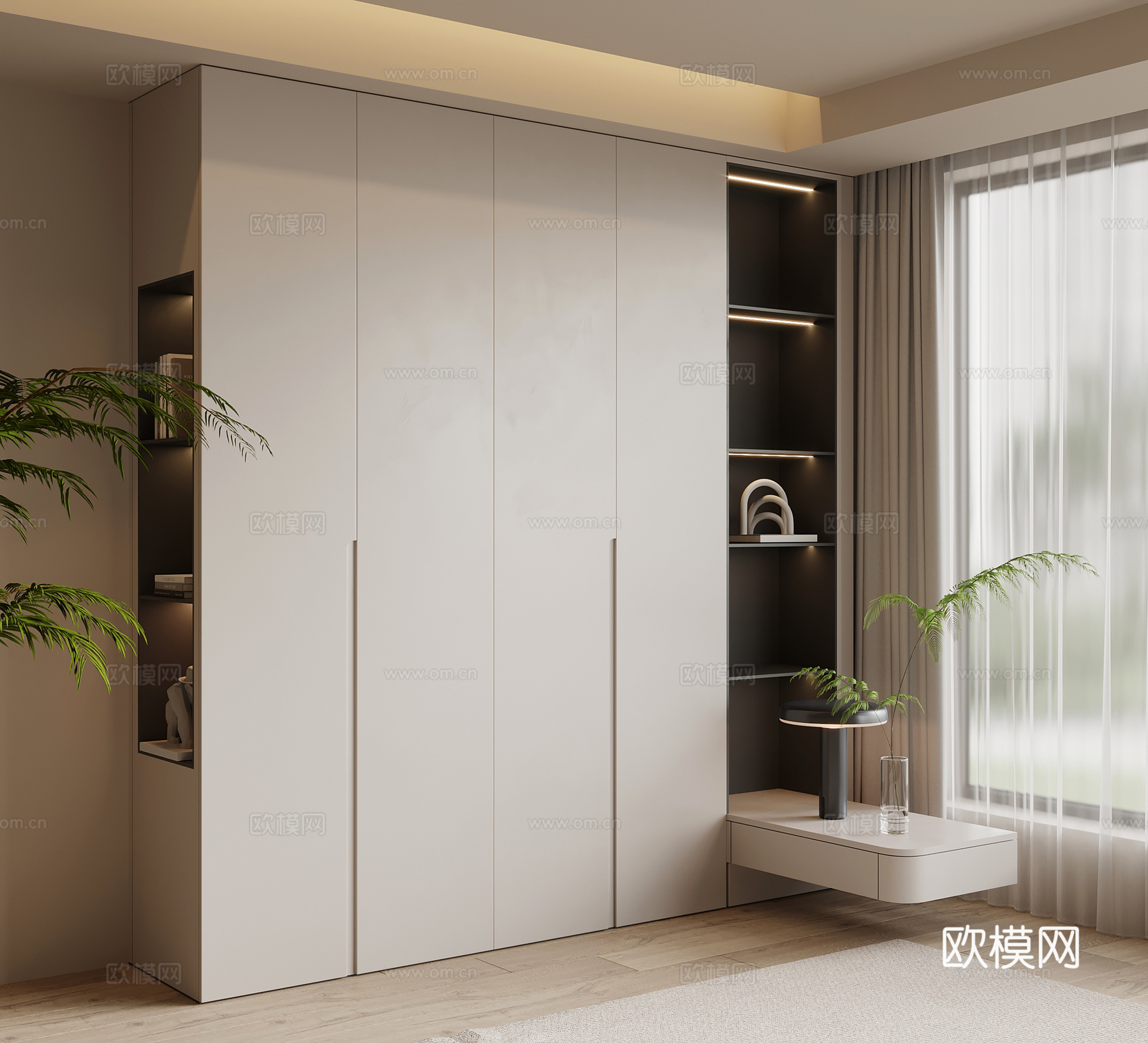 现代简约衣柜su模型