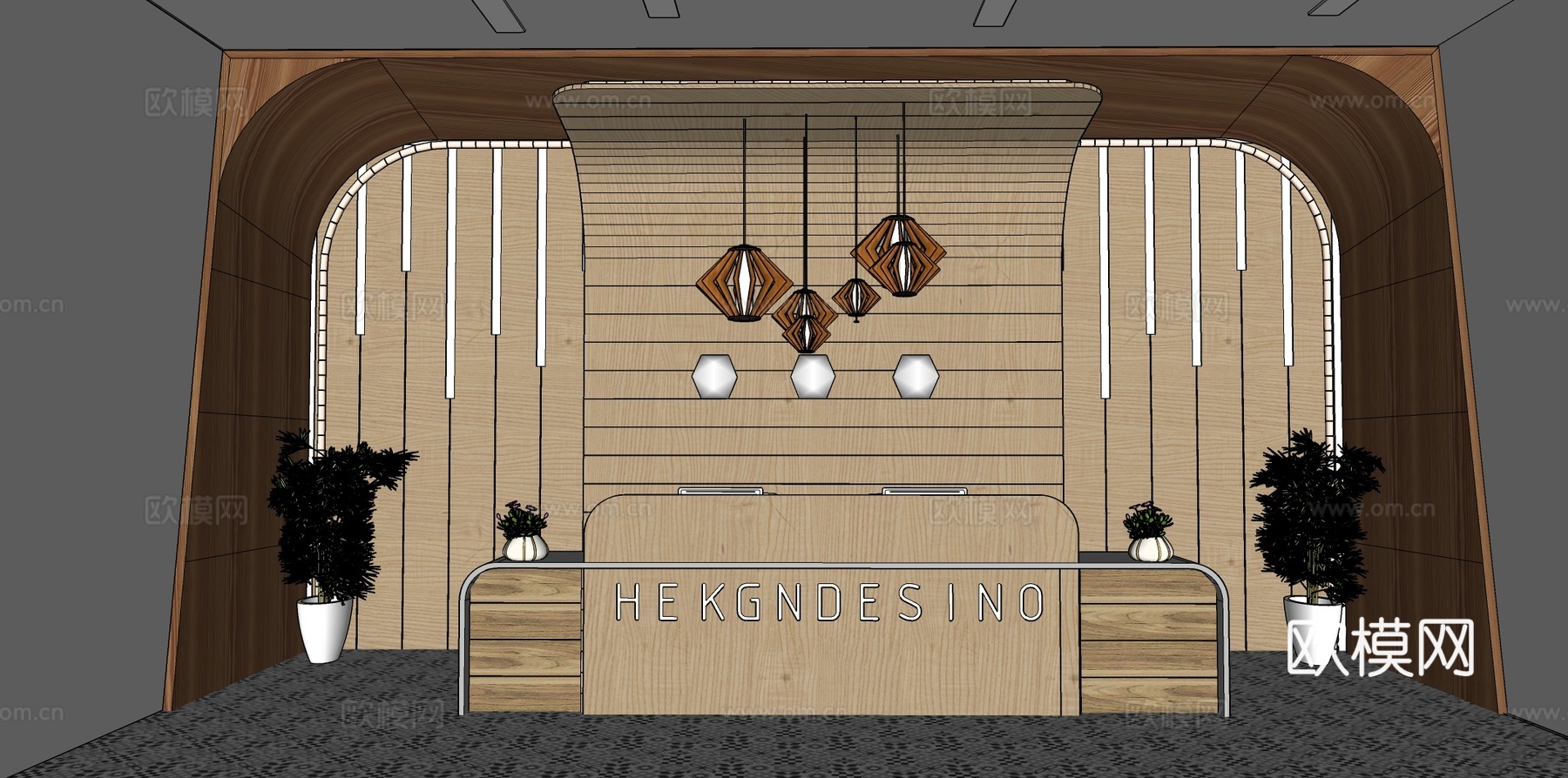 公司前台 现代简约风su模型