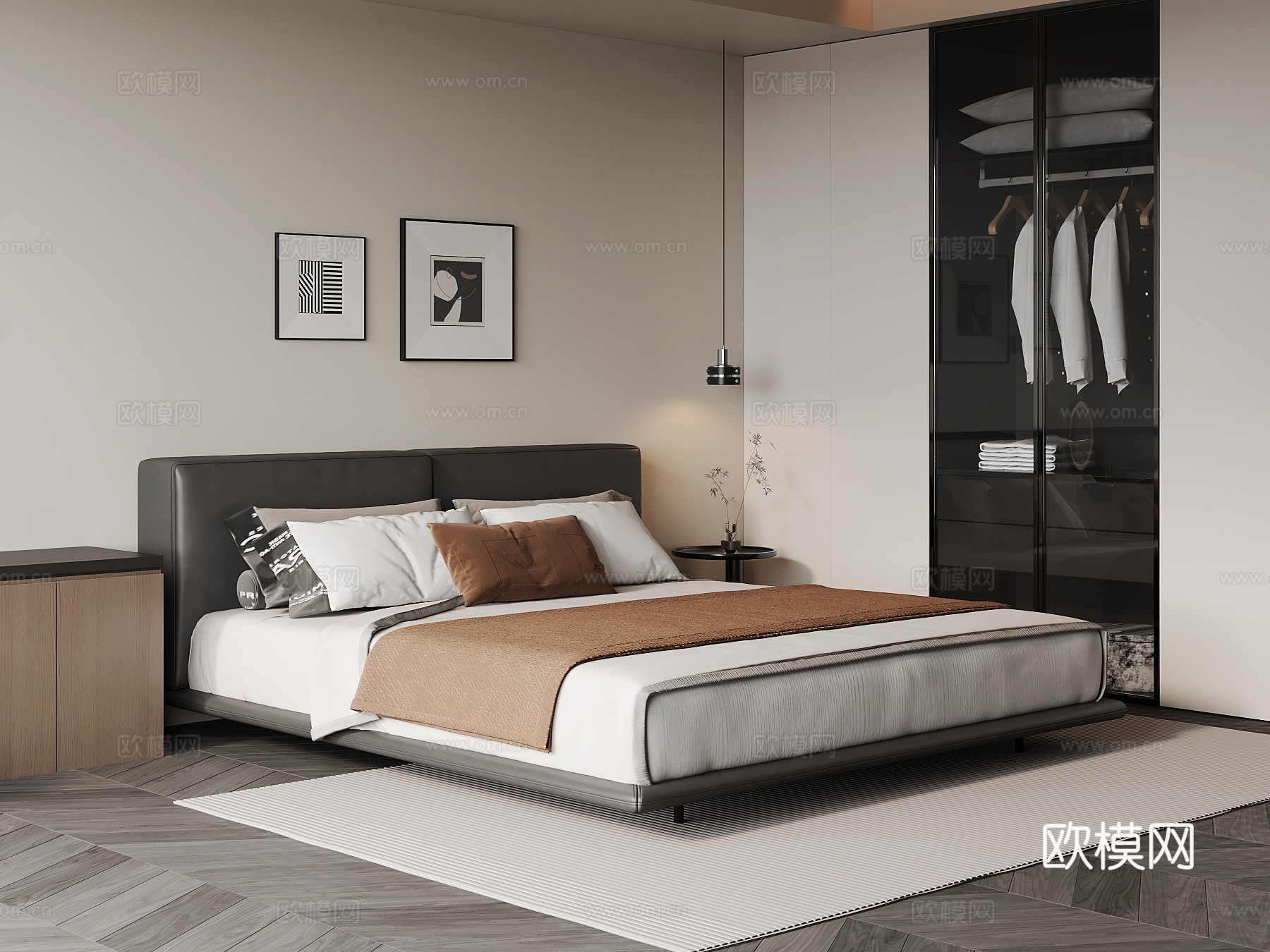 现代卧室su模型