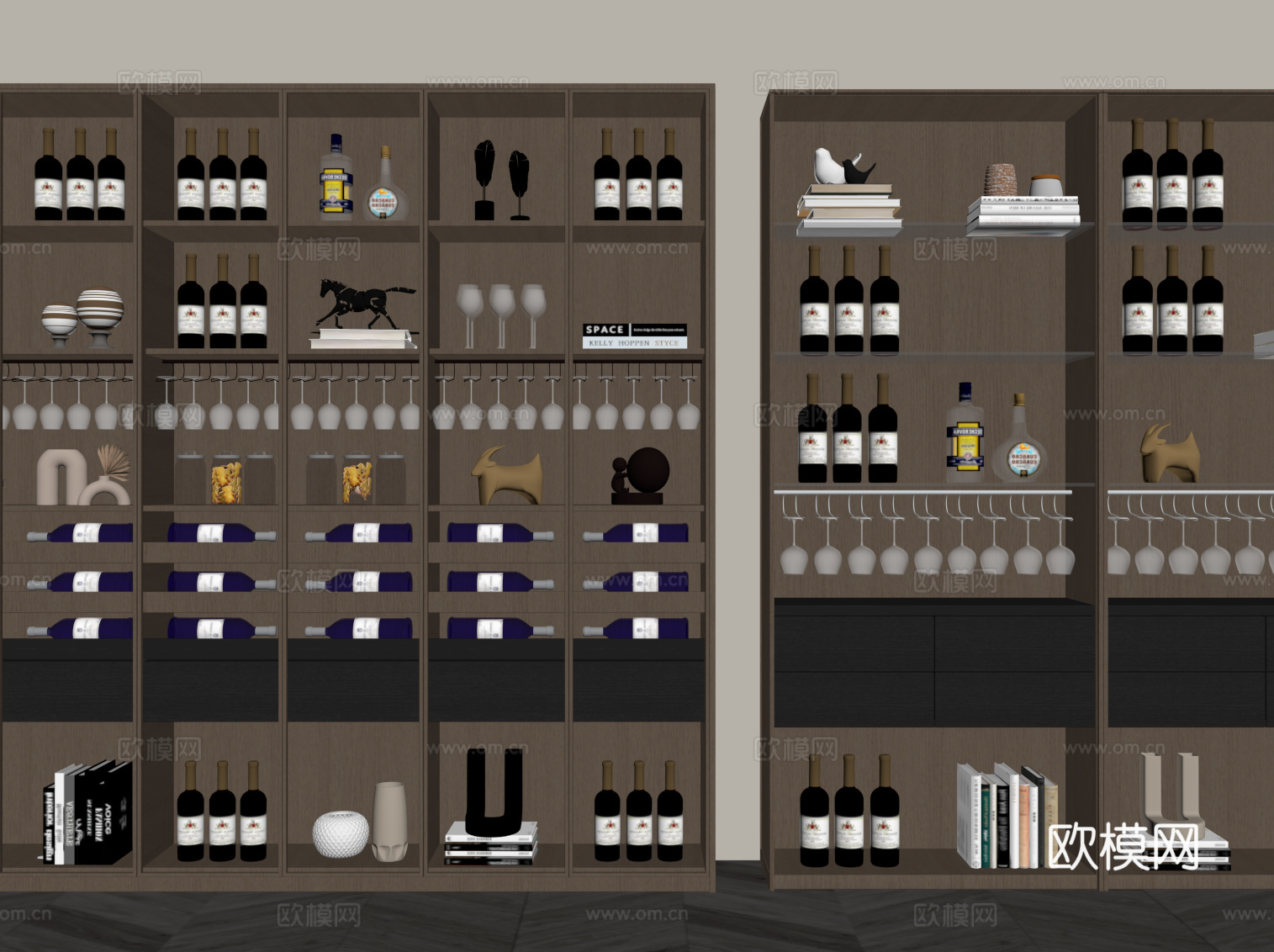 现代意式酒柜su模型
