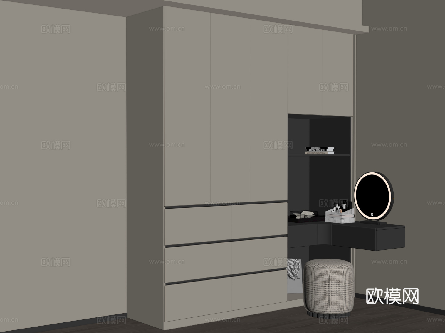 现代衣柜 梳妆台su模型