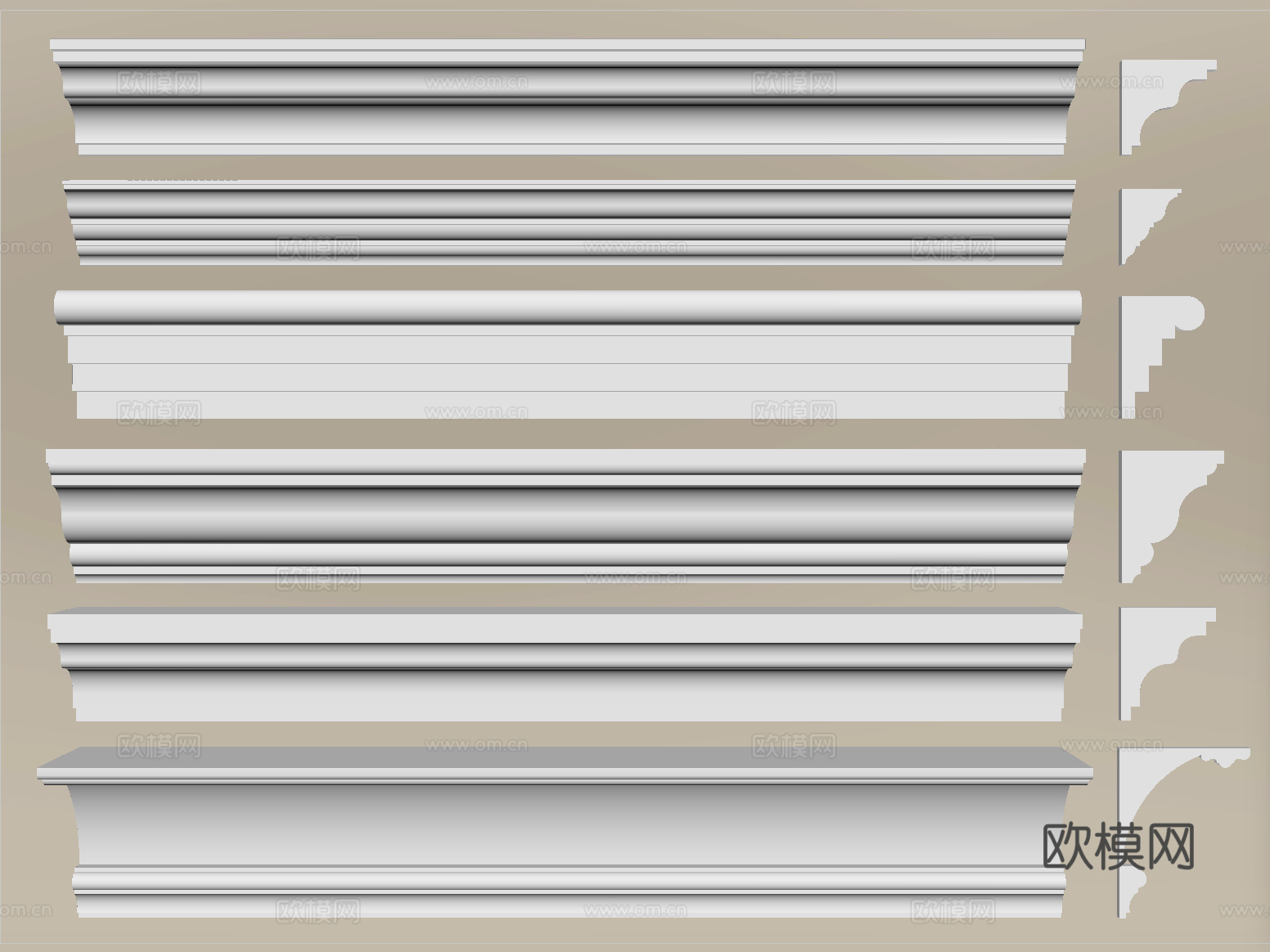 现代石膏线 石膏线条角线 装饰线条角线su模型