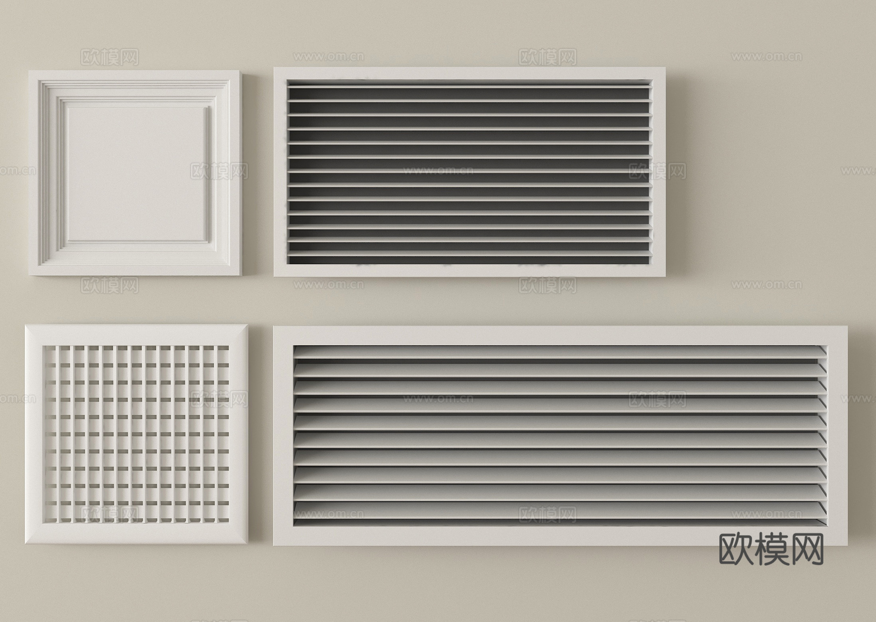 现代空调出风口 排气口 百叶回风口su模型