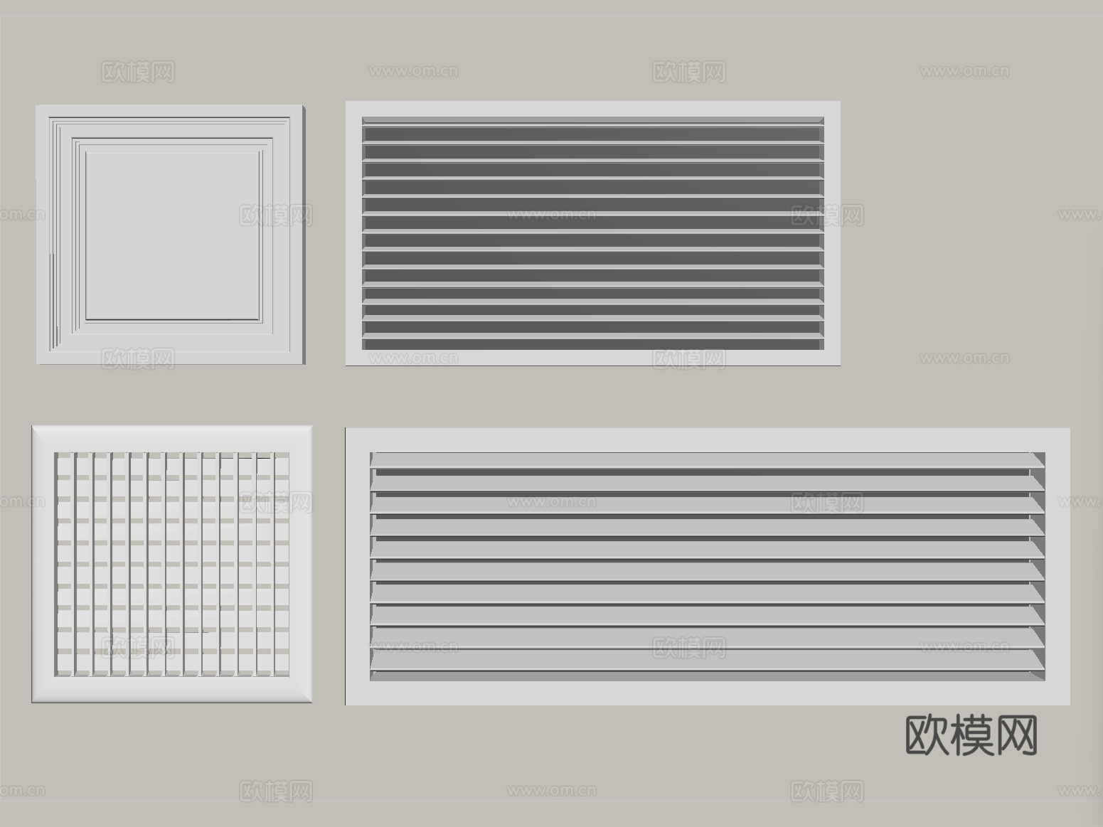 现代空调出风口 排气口 百叶回风口su模型