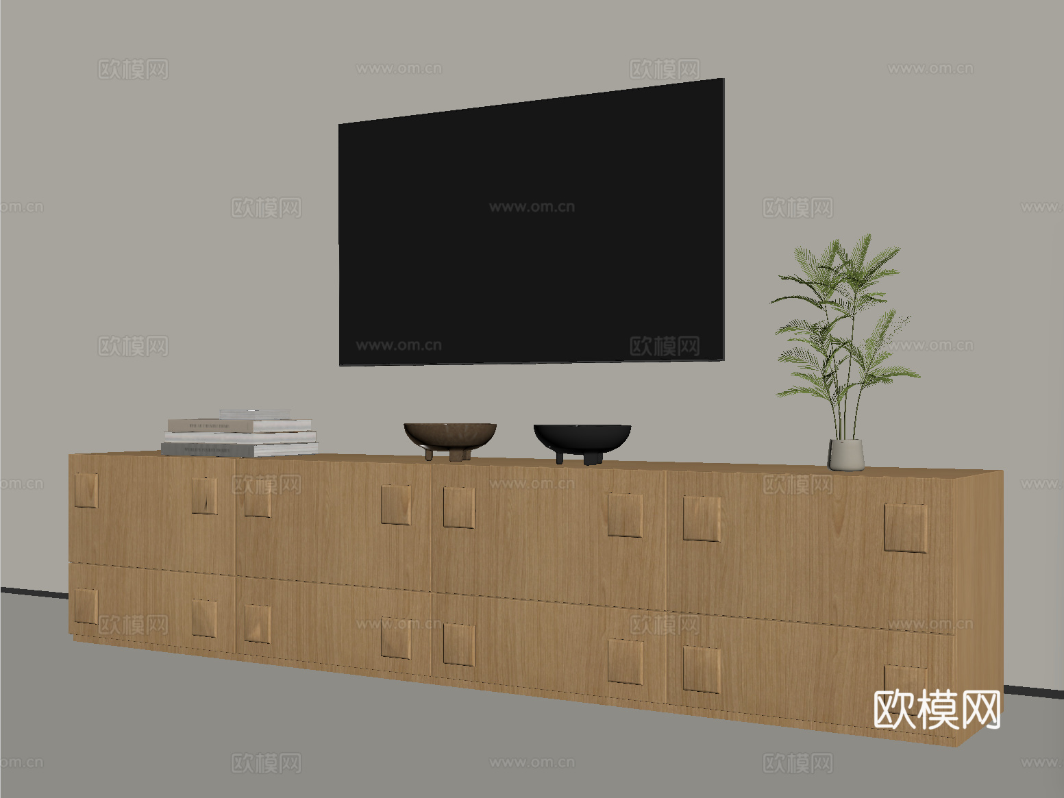 侘寂风电视柜 落地电视柜 边柜 电视 实木电视柜su模型