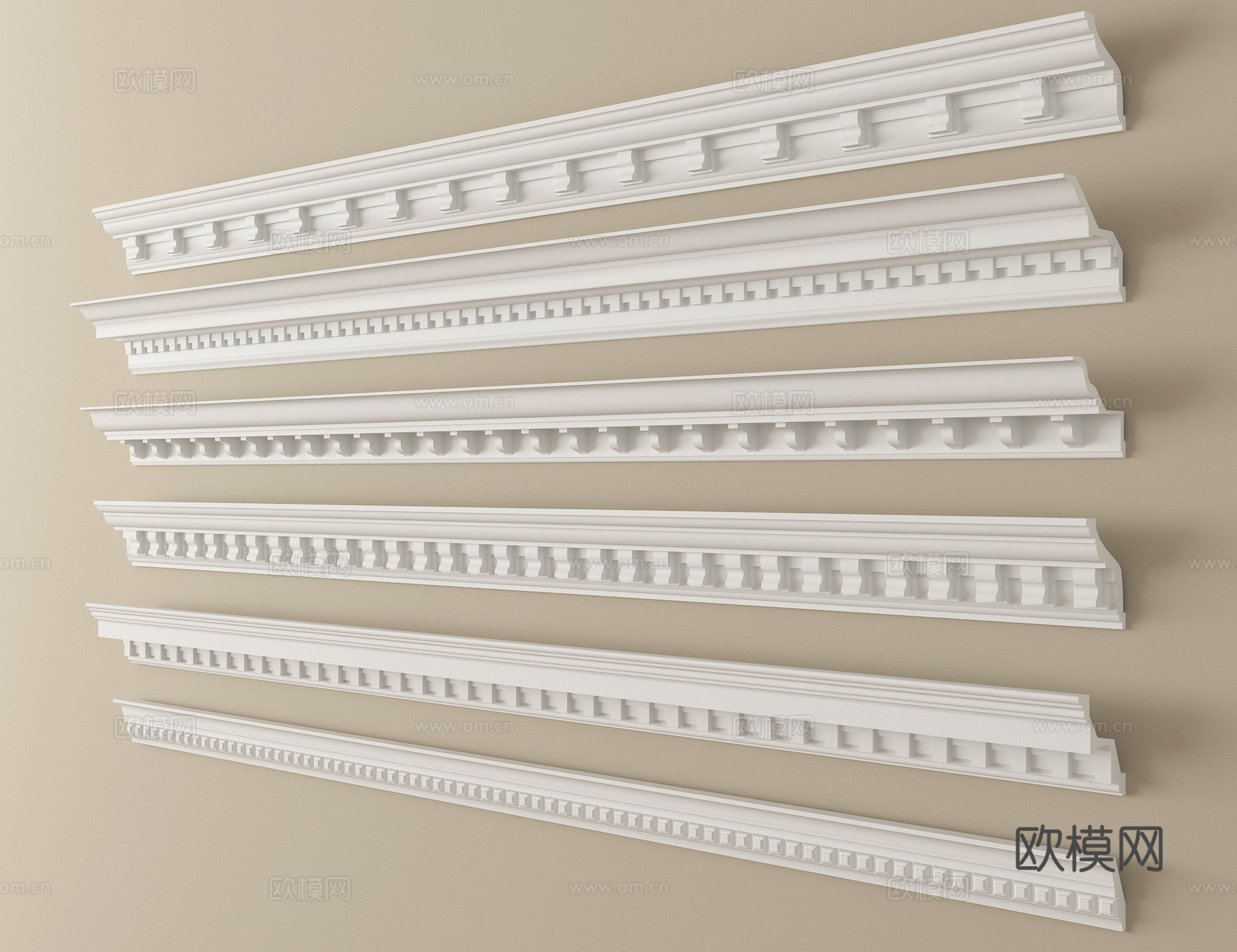 简欧石膏线 石膏线条3d模型下载