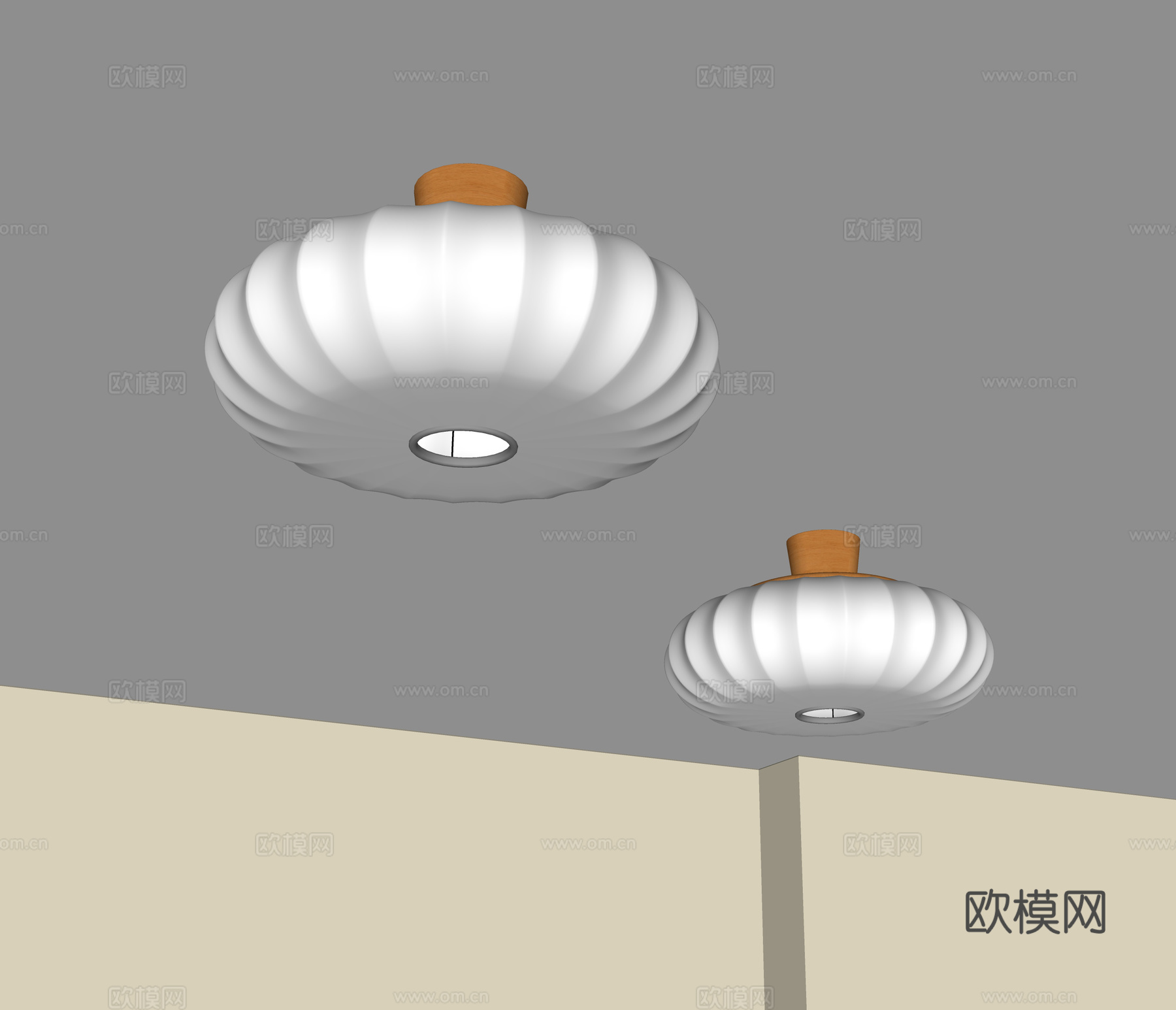 新中式灯笼吸顶灯su模型