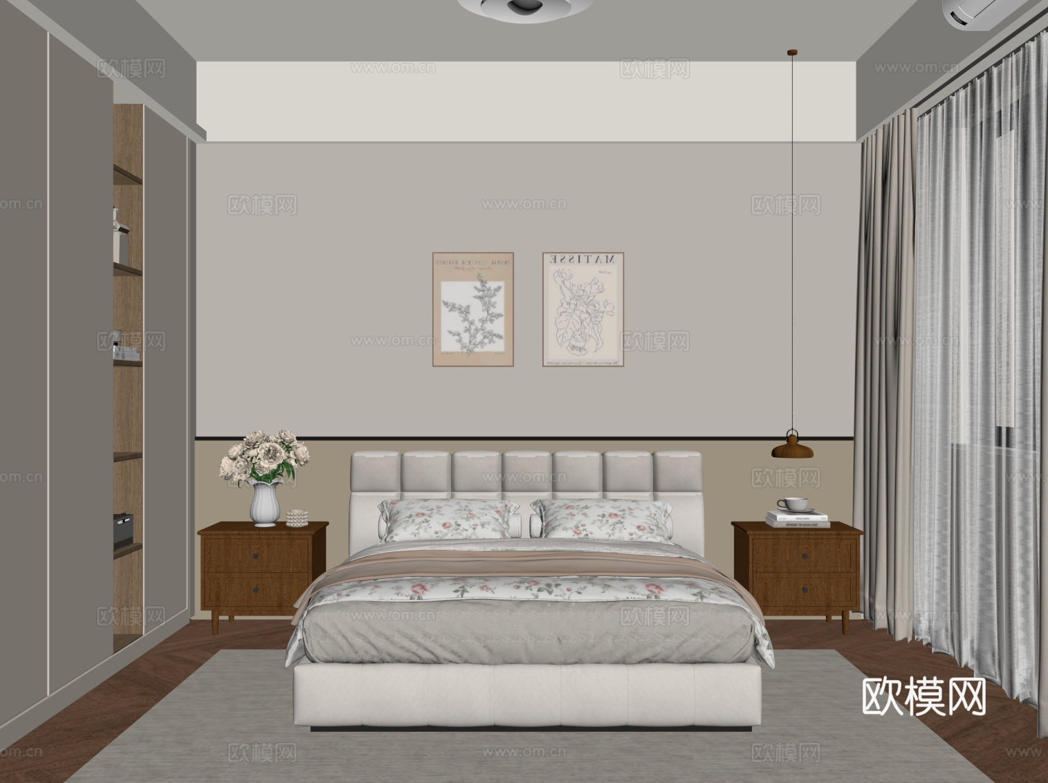 中古风卧室su模型