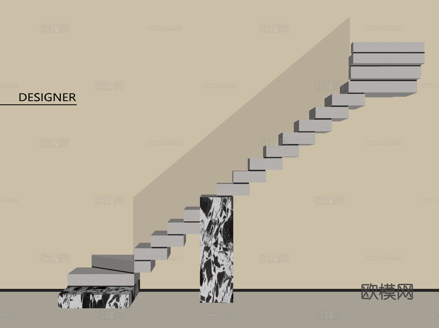 现代楼梯su模型
