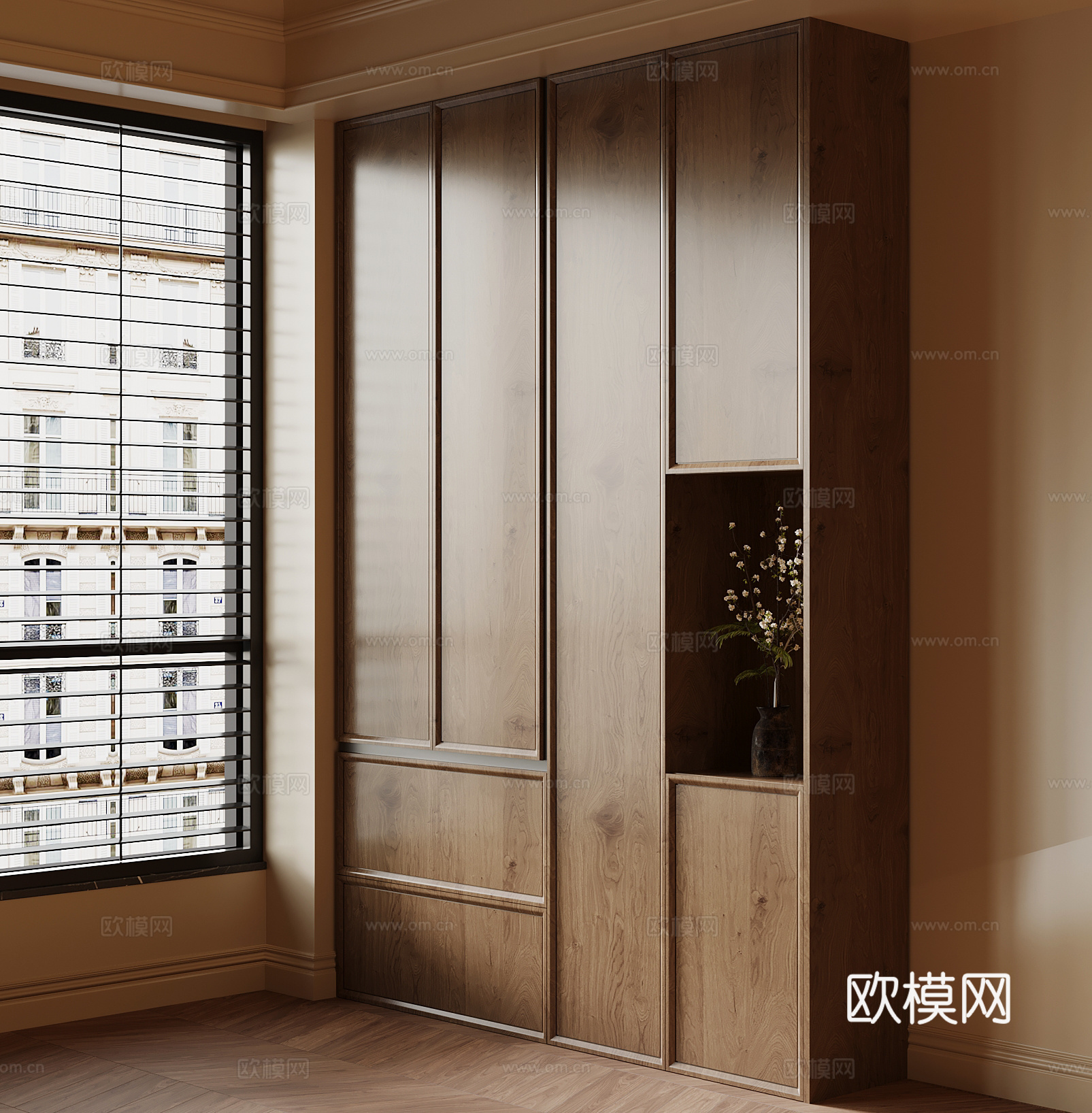 中古风玄关柜 装饰柜su模型