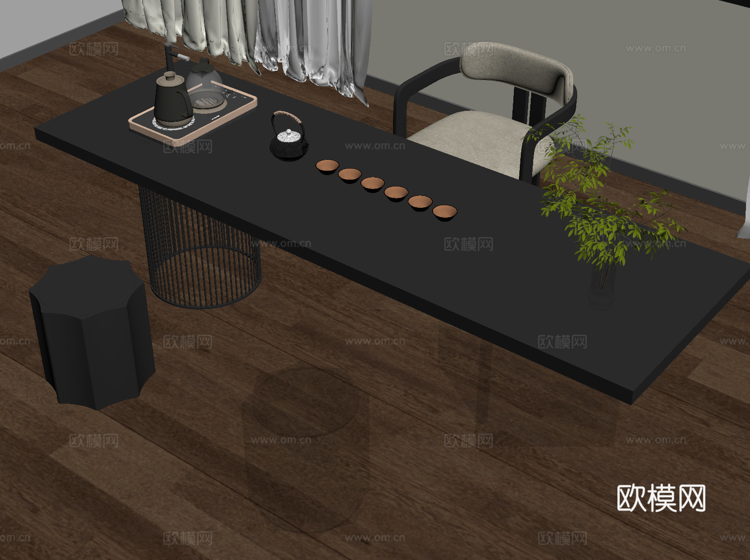现代茶桌椅su模型