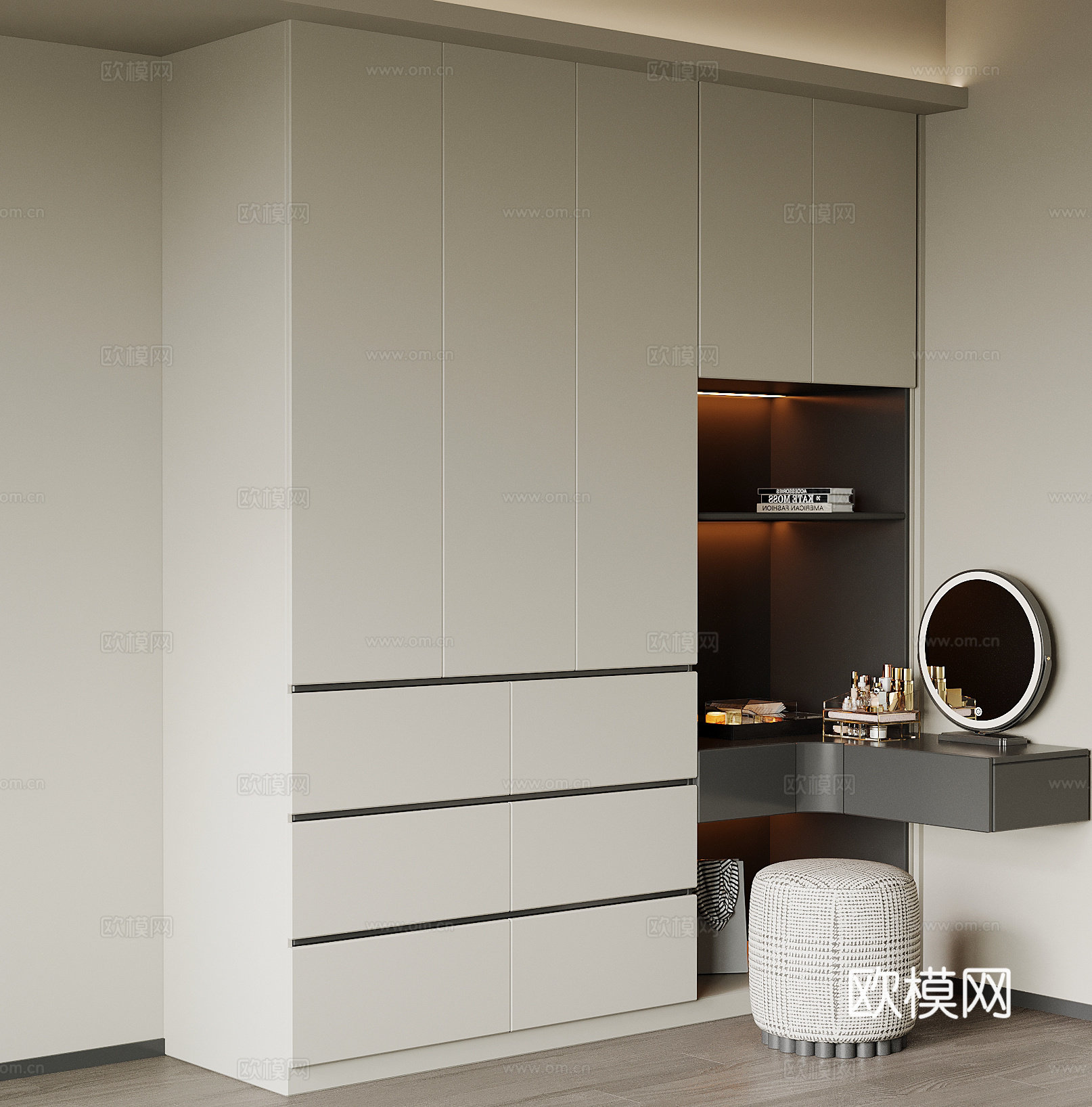 现代衣柜 梳妆台su模型
