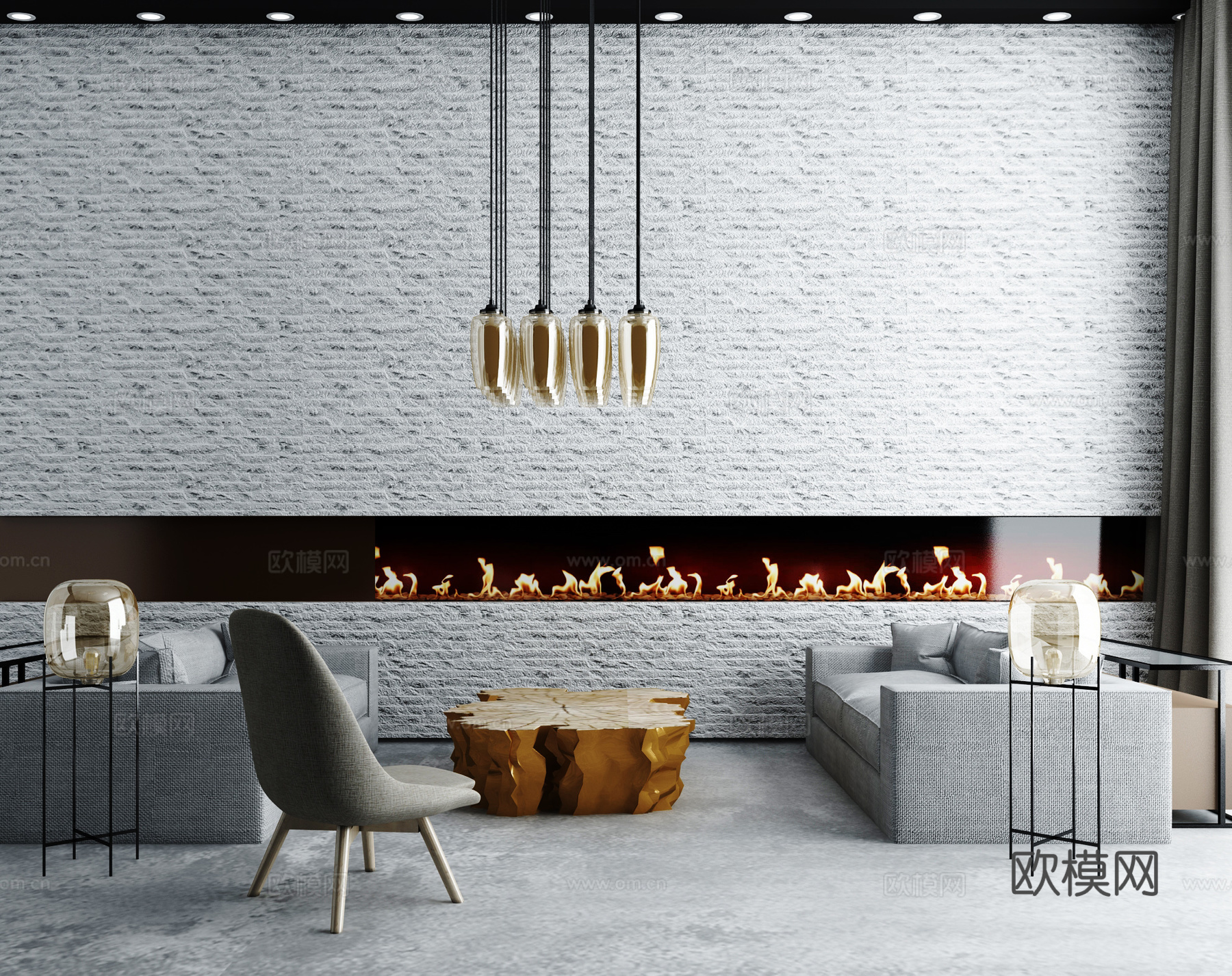 后现代客厅3d模型