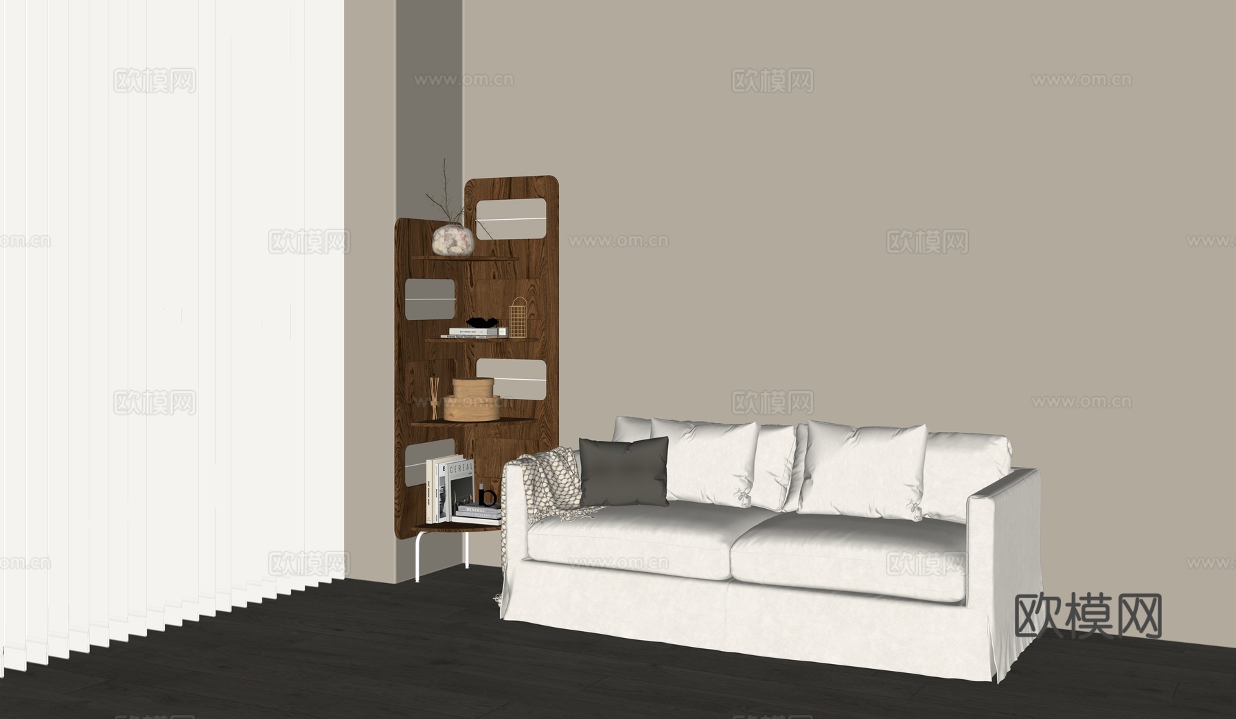 现代边几沙发组合su模型