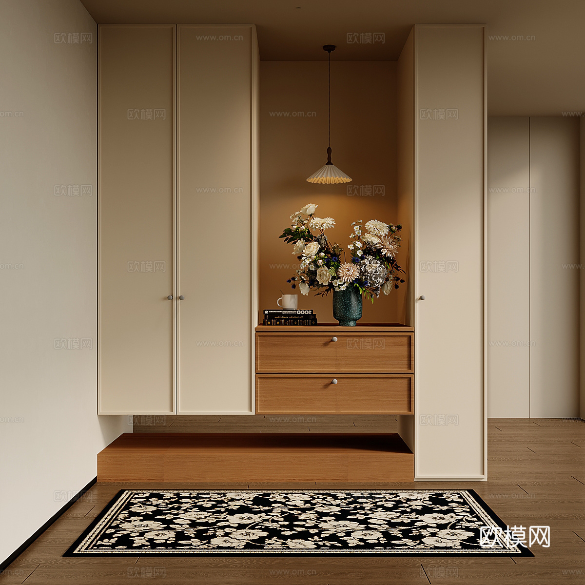 法式奶油风玄关柜su模型