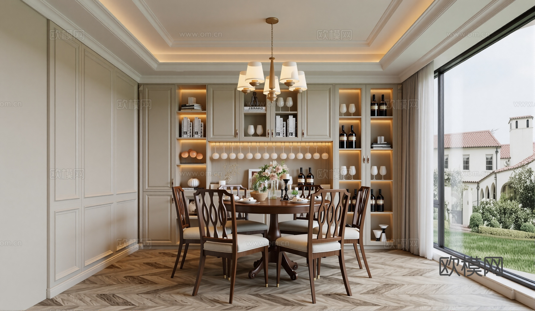现代简欧餐厅su模型