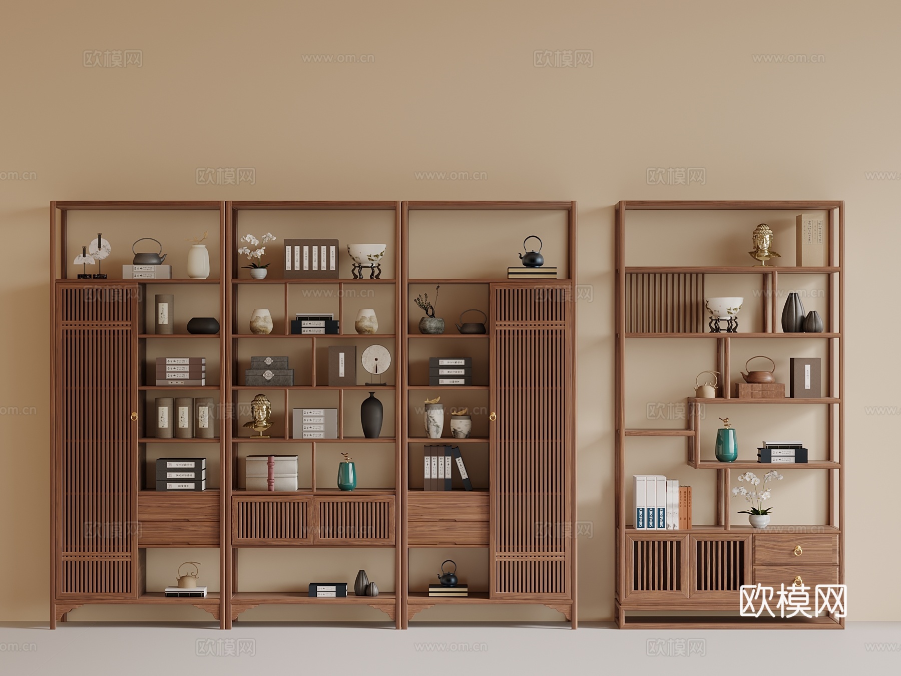 中古风博古架su模型