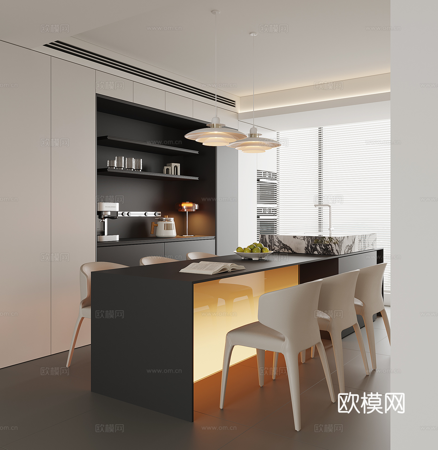 现代家居餐厅su模型