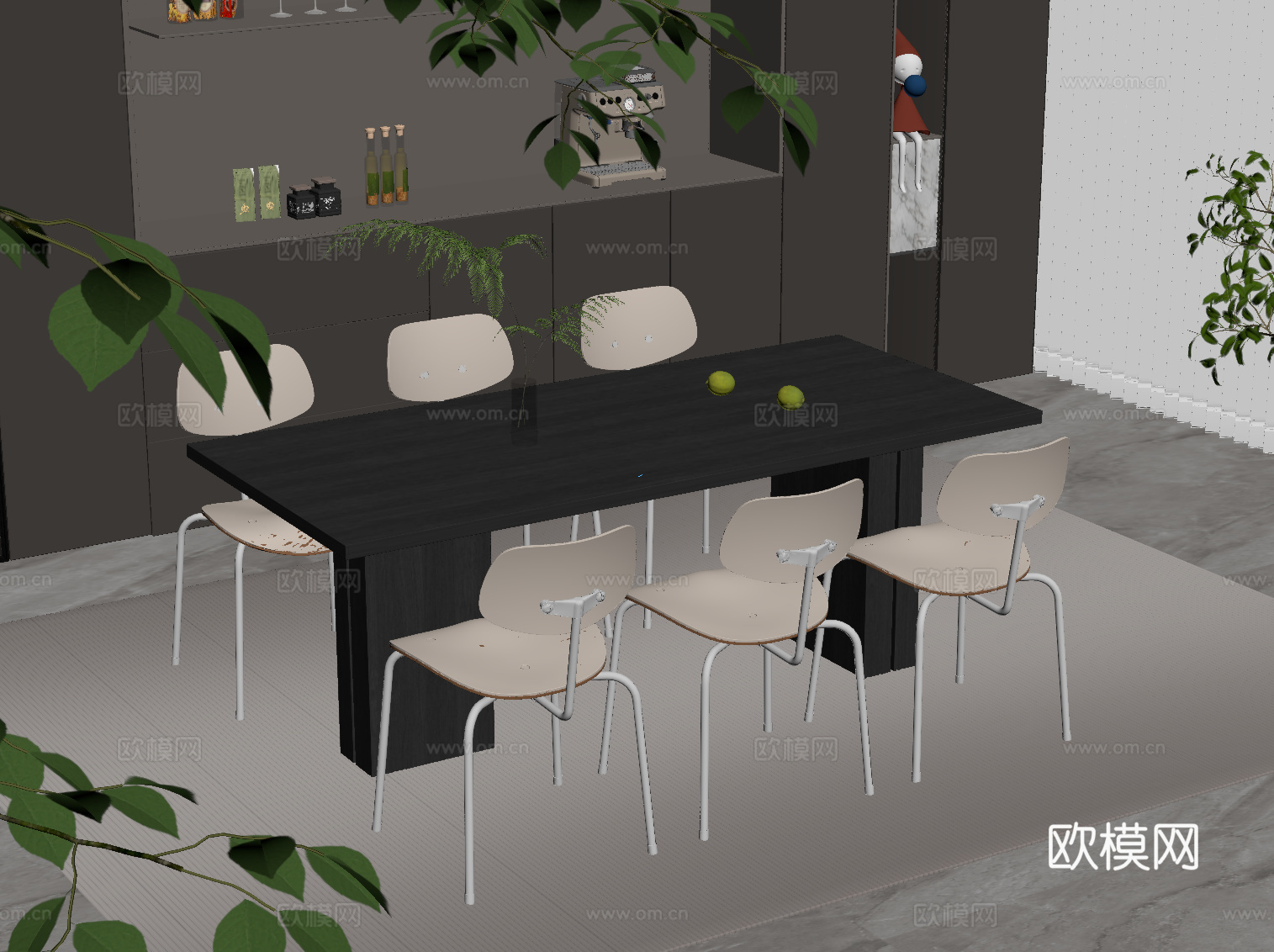 现代简约餐桌椅su模型