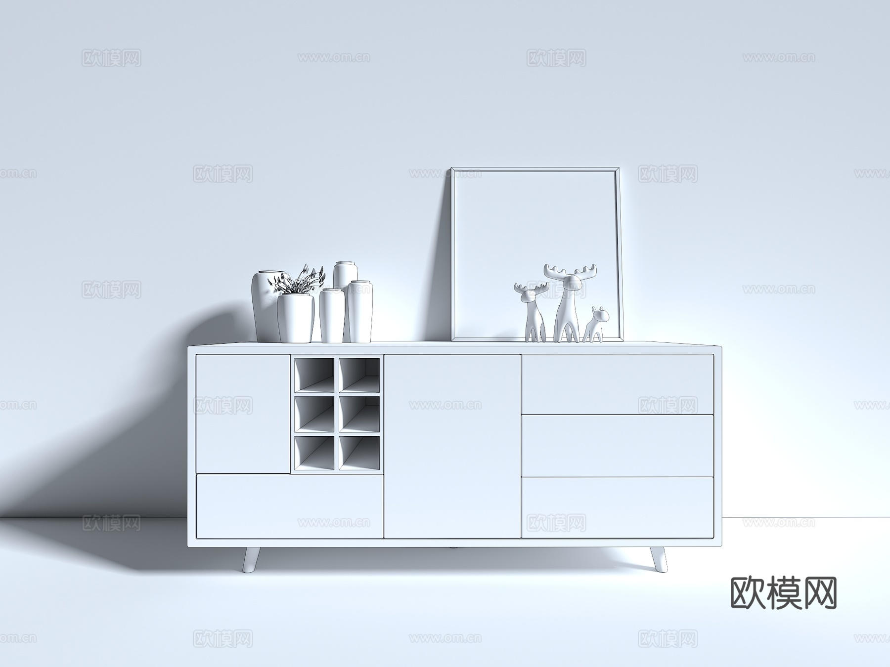 现代边柜3d模型下载（渲染图2）
