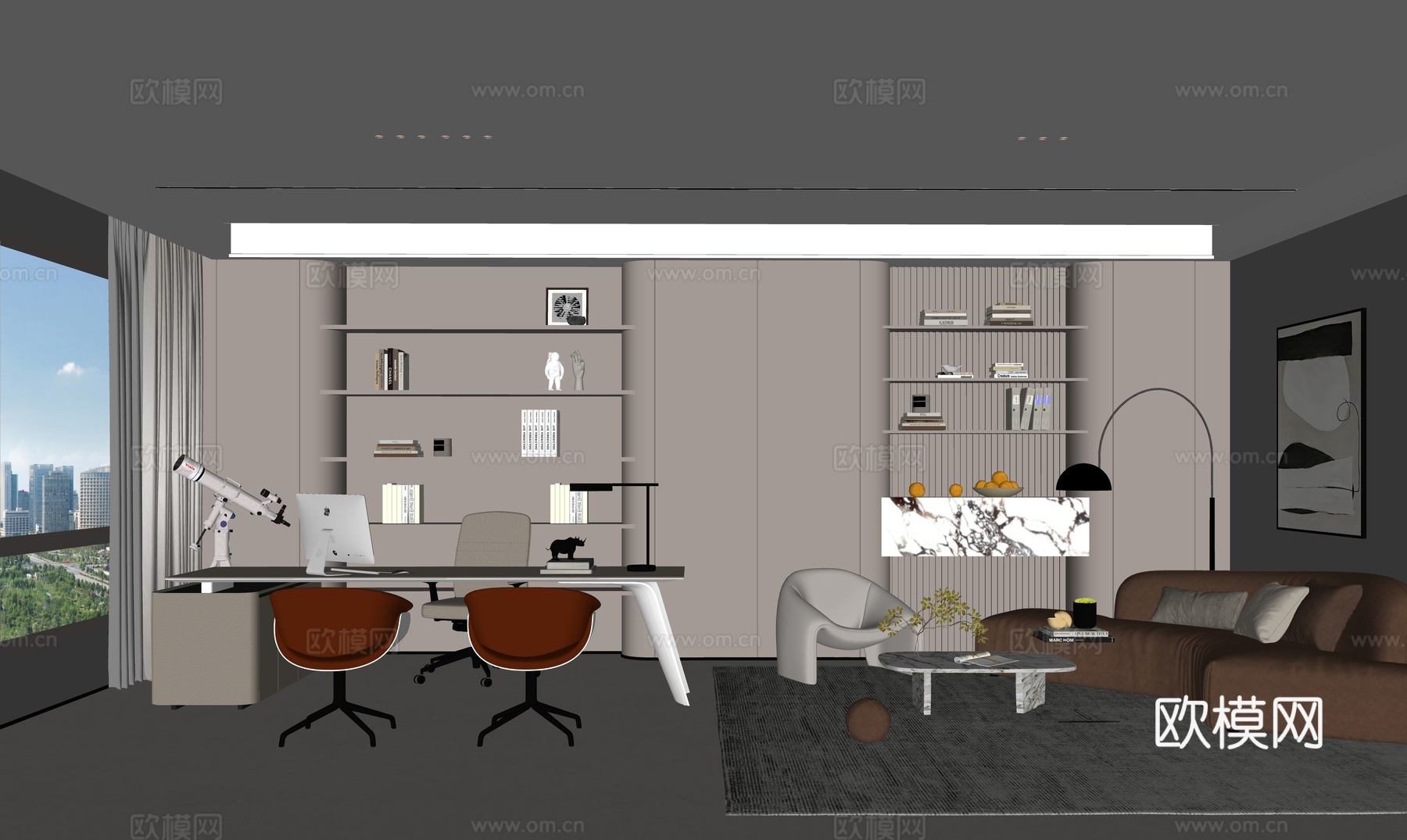 现代经理办公室su模型