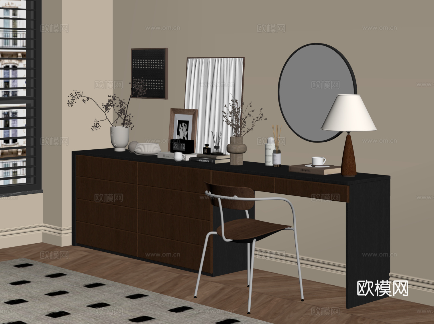 法式中古风梳妆台su模型