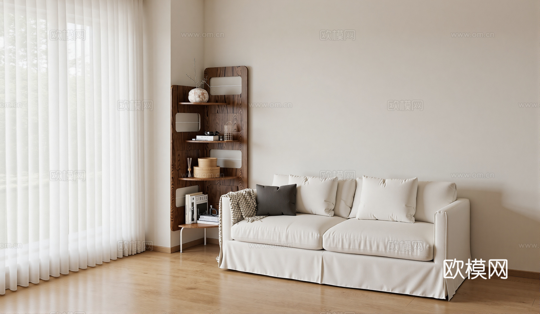 现代边几沙发组合su模型