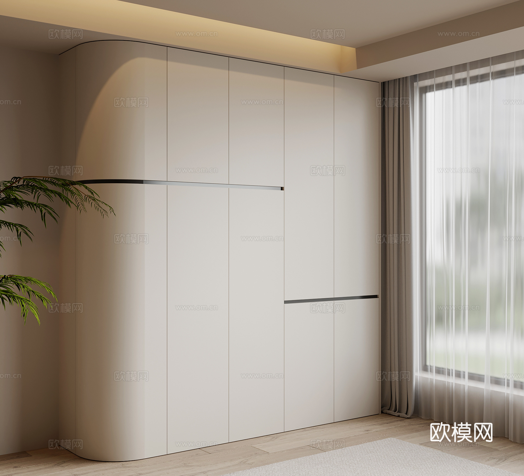 现代简约衣柜su模型